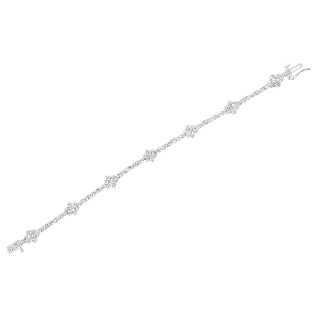 .925 Sterling Silver 1.0 cttw Miracle-Set Diamond Floral Station Tennis Bracelet (I-J Color, I3 Clarity) - 7-1/2&quot; - LinkagejewelrydesignLinkagejewelrydesign