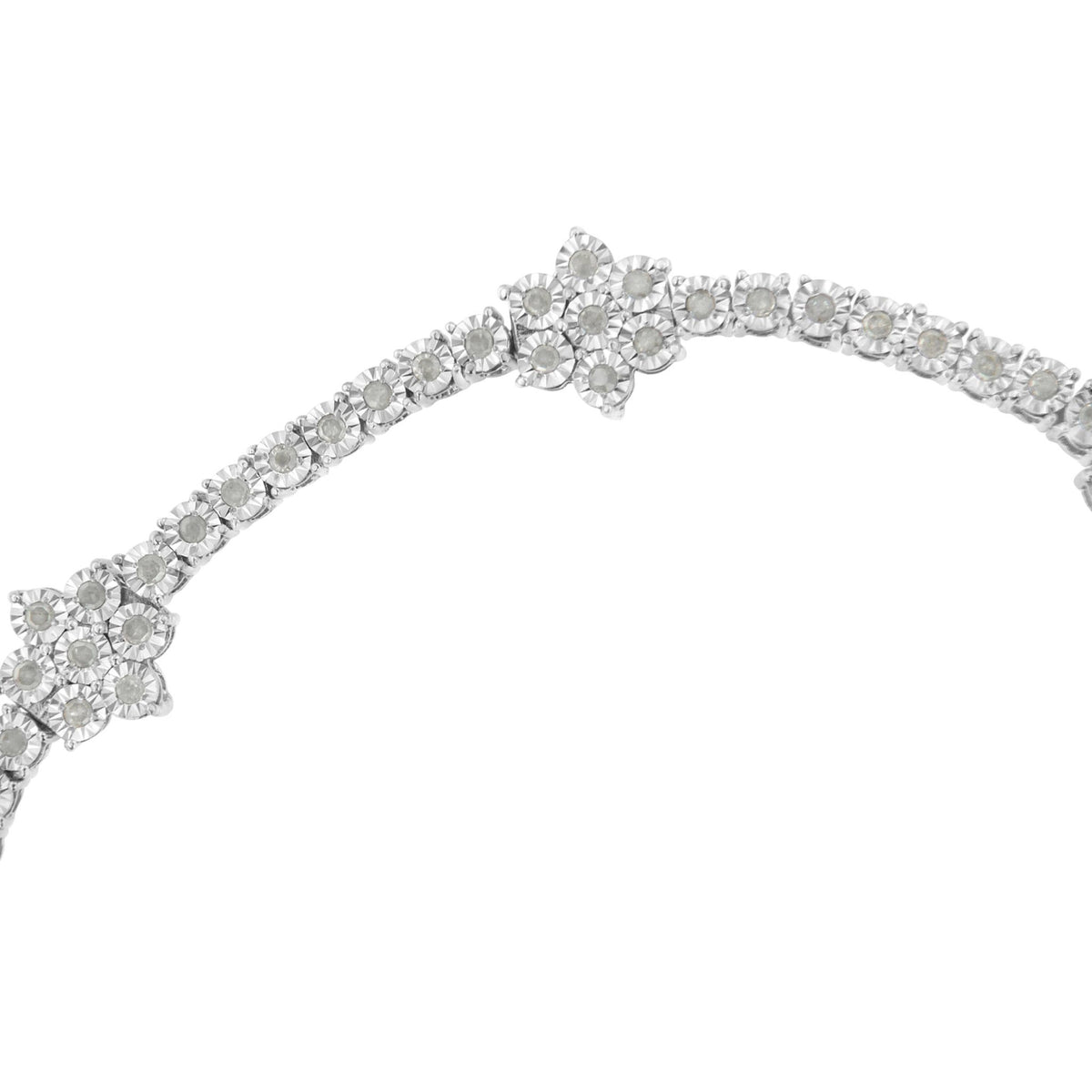 .925 Sterling Silver 1.0 cttw Miracle-Set Diamond Floral Station Tennis Bracelet (I-J Color, I3 Clarity) - 7-1/2&quot; - LinkagejewelrydesignLinkagejewelrydesign