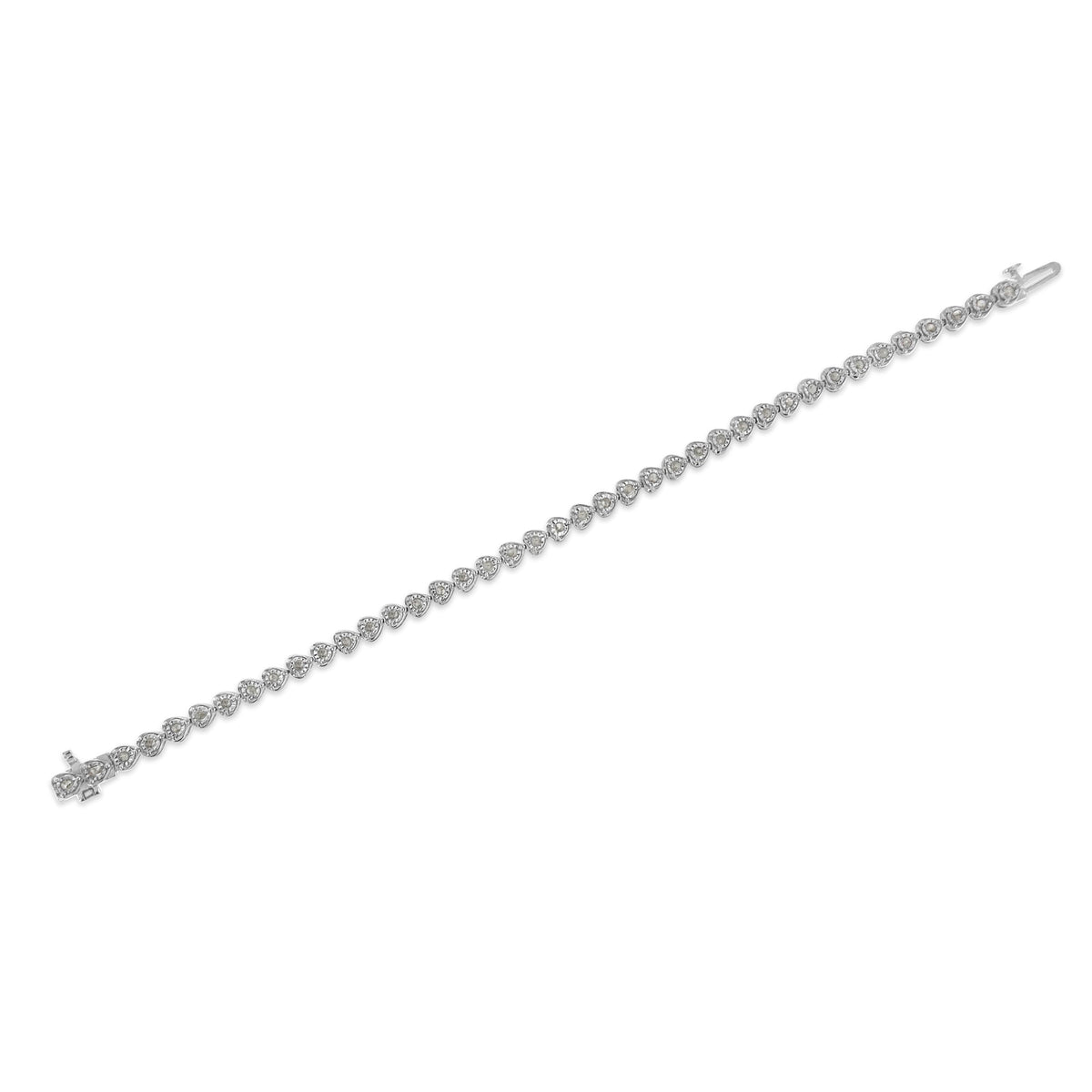 .925 Sterling Silver 1.0 Cttw Miracle Set Diamond Heart-Link 7&quot; Tennis Bracelet (I-J Color, I2-I3 Clarity) - LinkagejewelrydesignLinkagejewelrydesign