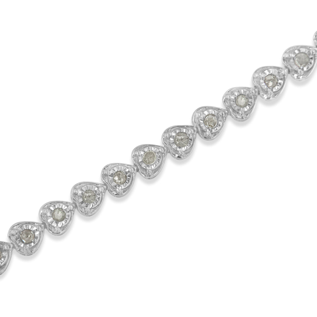 .925 Sterling Silver 1.0 Cttw Miracle Set Diamond Heart-Link 7&quot; Tennis Bracelet (I-J Color, I2-I3 Clarity) - LinkagejewelrydesignLinkagejewelrydesign
