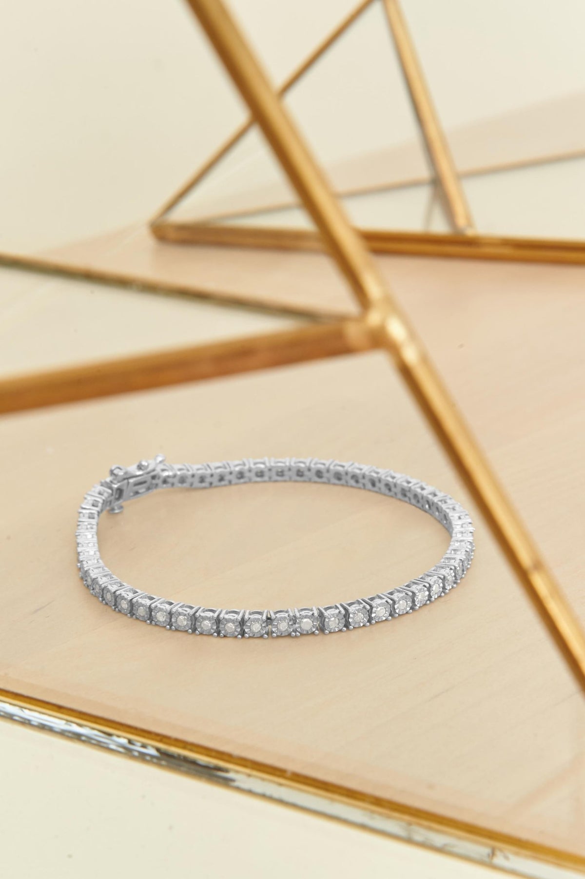 .925 Sterling Silver 1.0 Cttw Miracle-Set Diamond Round Faceted Bezel Tennis Bracelet (I-J Color, I3 Clarity) - 7&quot; - LinkagejewelrydesignLinkagejewelrydesign