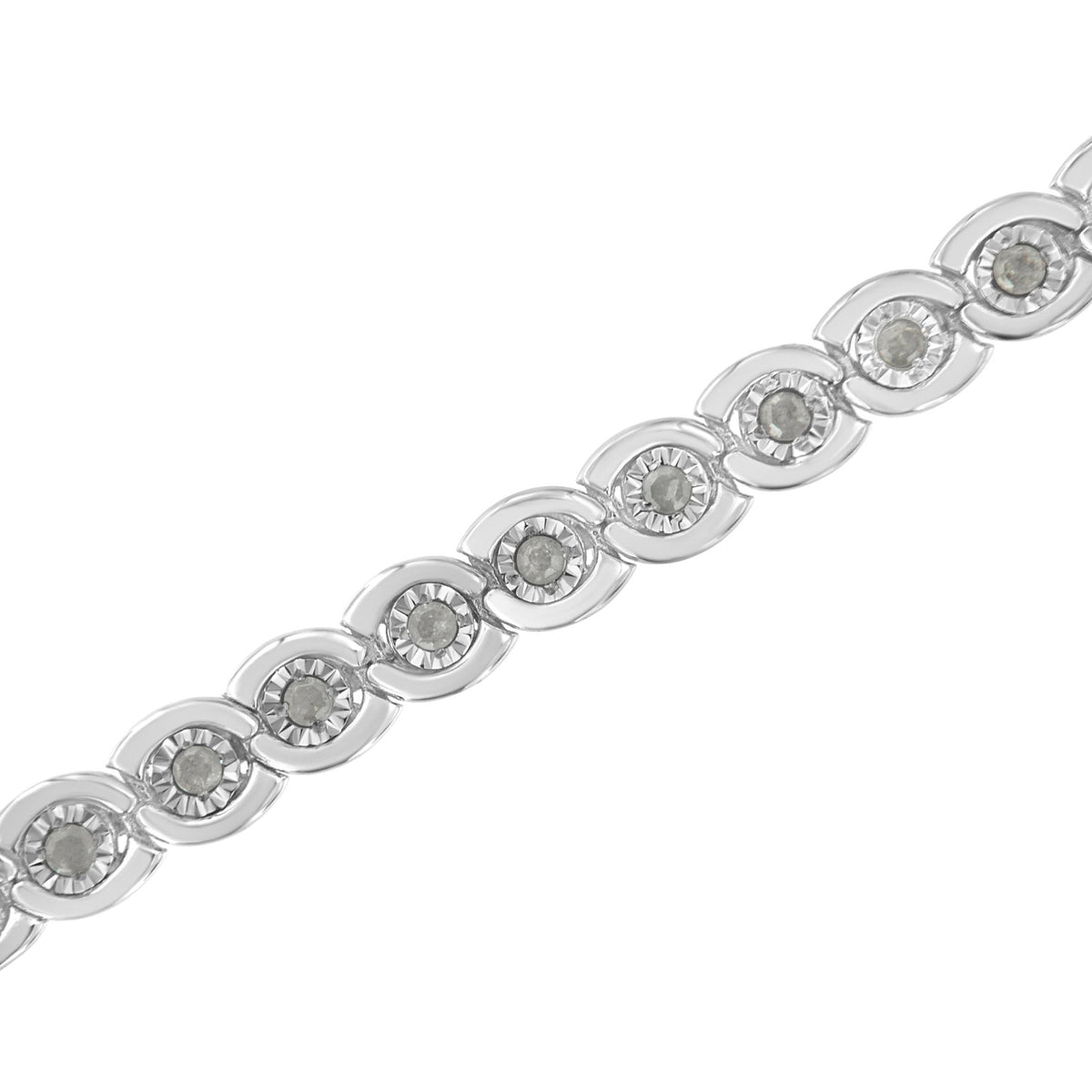 .925 Sterling Silver 1.0 cttw Miracle Set Diamond Spiraling Bezel Link Bracelet(I-J Color, I3 Clarity) -7.25&quot; - LinkagejewelrydesignLinkagejewelrydesign