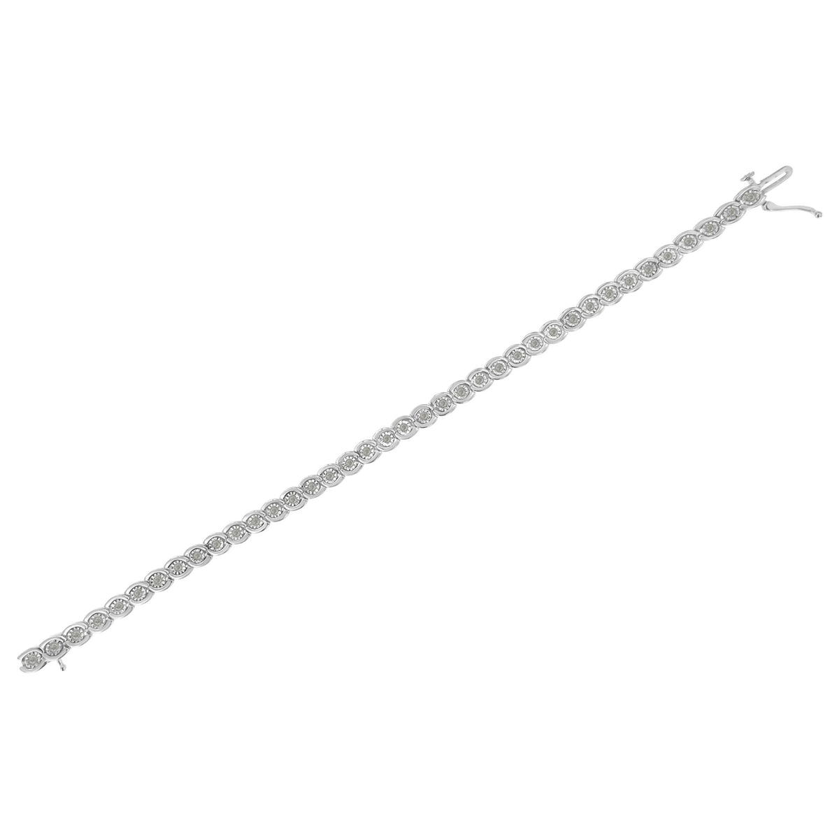 .925 Sterling Silver 1.0 cttw Miracle Set Diamond Spiraling Bezel Link Bracelet(I-J Color, I3 Clarity) -7.25&quot; - LinkagejewelrydesignLinkagejewelrydesign