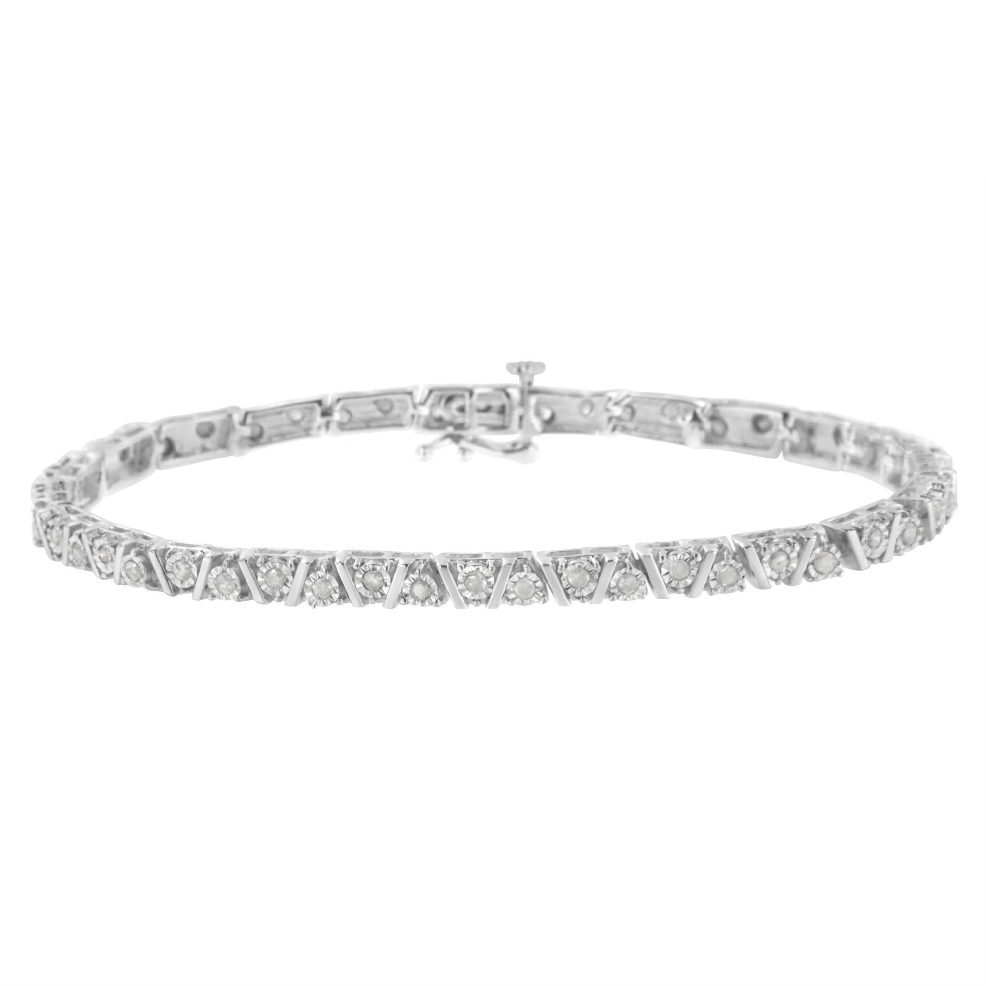 .925 Sterling Silver 1.0 cttw Miracle-Set Diamond Tennis Bracelet (I-J Color, I3 Clarity) - 7.25" - LinkagejewelrydesignLinkagejewelrydesign