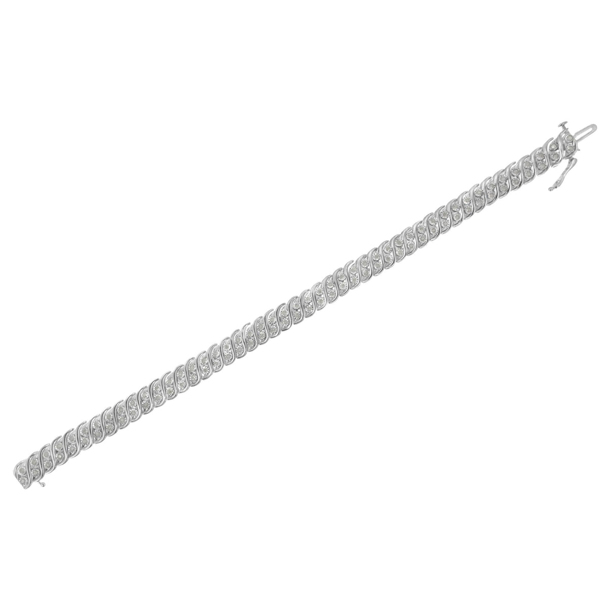 .925 Sterling Silver 1.0 cttw Miracle Set Diamond Two Row S Link Bracelet(I-J Color, I3 Clarity) -7.75&quot; - LinkagejewelrydesignLinkagejewelrydesign