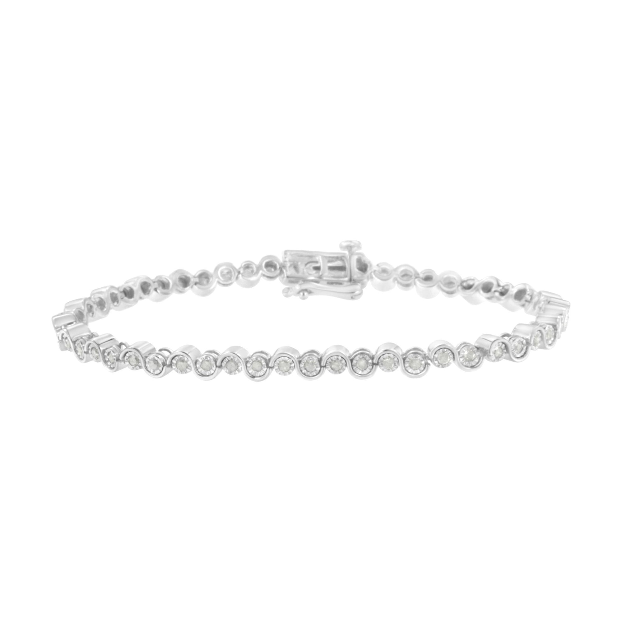 .925 Sterling Silver 1.0 cttw Miracle-Set Diamond "U" Link Bracelet(I-J Color, I3 Clarity) -7.25" - LinkagejewelrydesignLinkagejewelrydesign