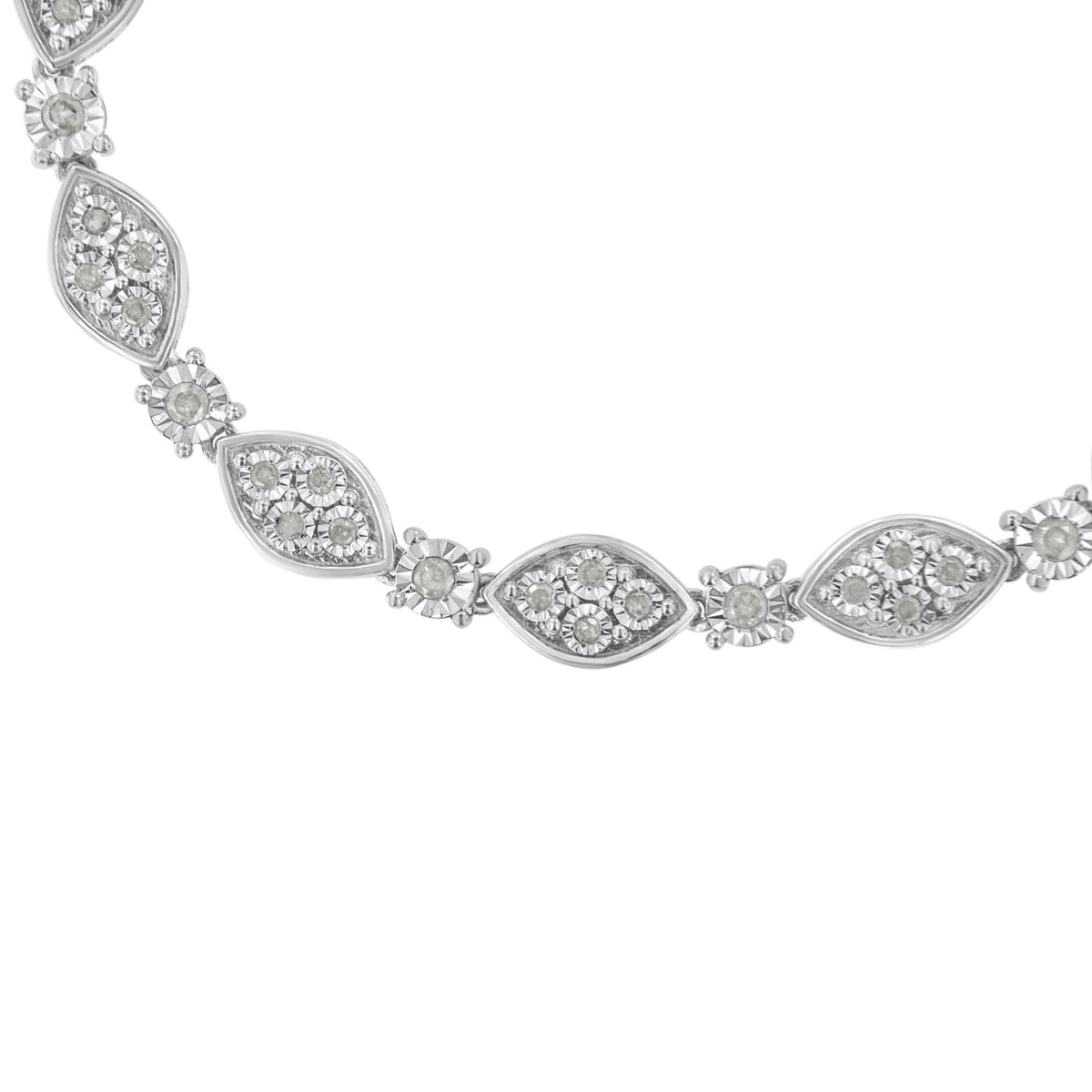 .925 Sterling Silver 1.0 cttw Miracle-set Round-Cut Diamond Pear and Bezel Link Bracelet (I-J, I3) - Size 7.5&quot; - LinkagejewelrydesignLinkagejewelrydesign