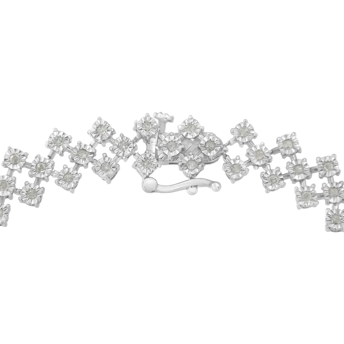 .925 Sterling Silver 1.0 cttw Miracle-Set Round Diamond &quot;Zig Zag&quot; Link Bracelet (I-J Color, I3 Clarity) -7.25 - LinkagejewelrydesignLinkagejewelrydesign