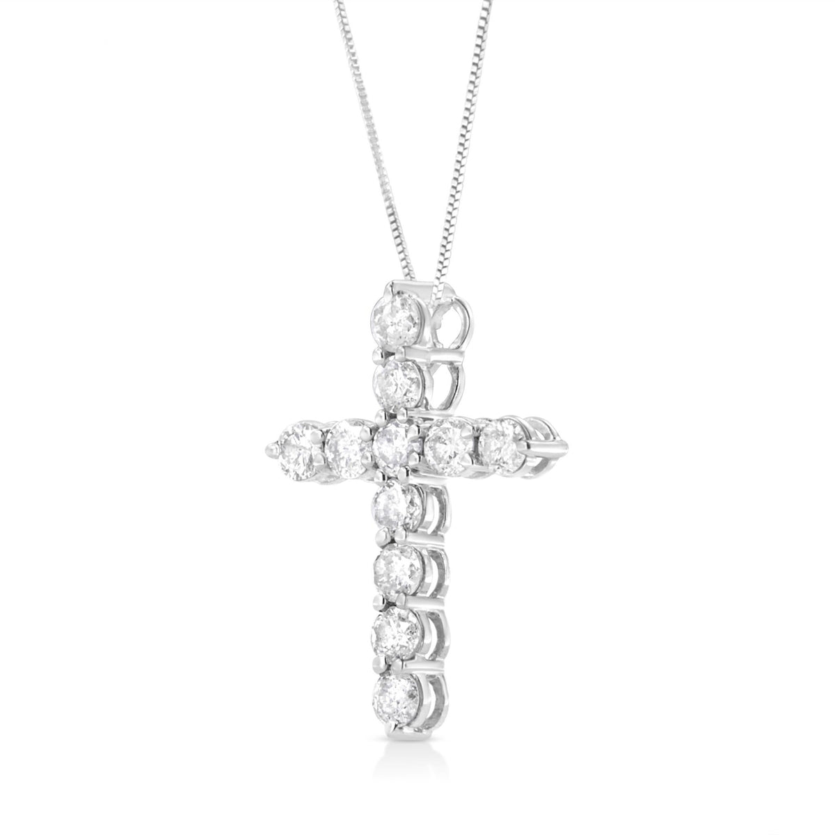 .925 Sterling Silver 1.0 Cttw Prong Set Round-Cut Diamond Cross 18&quot; Pendant Necklace (I-J Color, I2-I3 Clarity) - LinkagejewelrydesignLinkagejewelrydesign