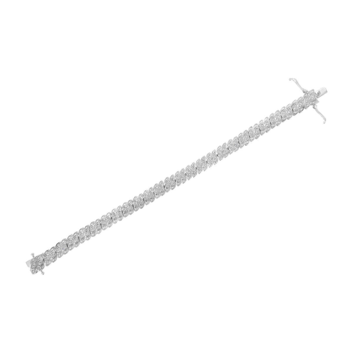 .925 Sterling Silver 1.0 cttw Prong-Set Round-cut Diamond Leaf and Pear Shaped Link Tennis Bracelet (I-J Color, I2-I3 Clarity) - 7.25&quot; - LinkagejewelrydesignLinkagejewelrydesign