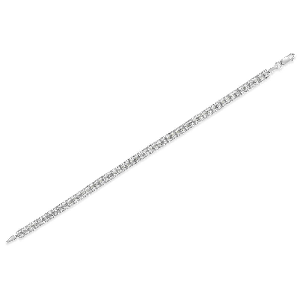 .925 Sterling Silver 1.0 Cttw Rose Cut Diamond Double-Link 7&quot; Tennis Bracelet (I-J Color, I3 Clarity) - LinkagejewelrydesignLinkagejewelrydesign