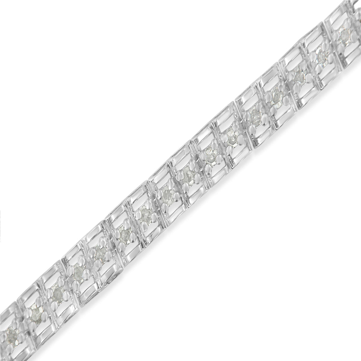 .925 Sterling Silver 1.0 Cttw Rose Cut Diamond Double-Link 7&quot; Tennis Bracelet (I-J Color, I3 Clarity) - LinkagejewelrydesignLinkagejewelrydesign