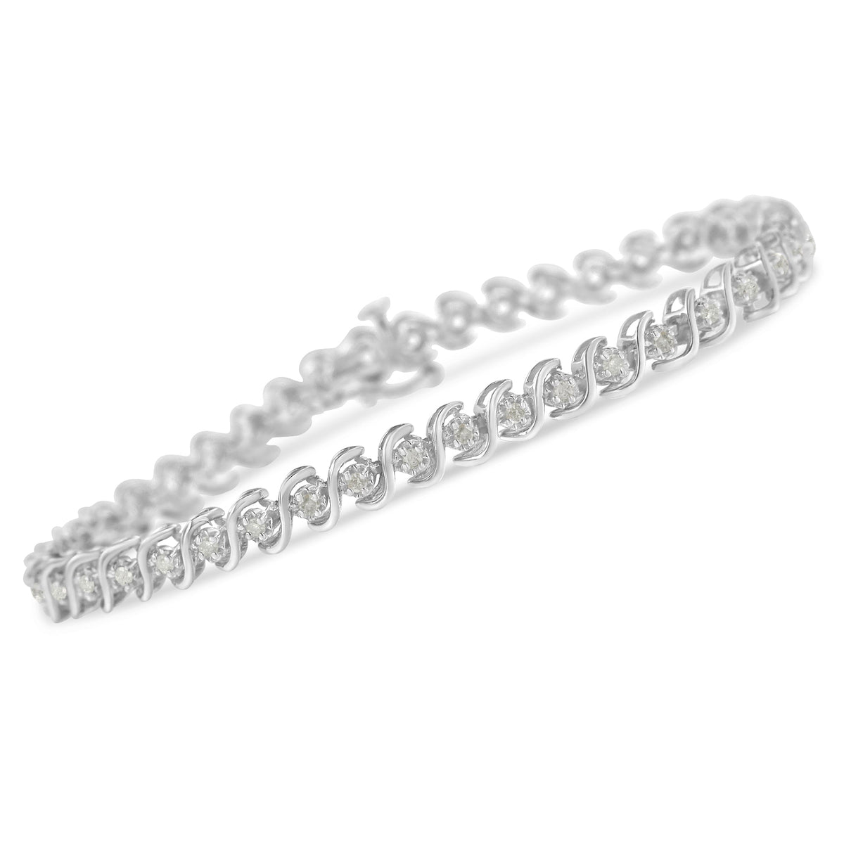 .925 Sterling Silver 1.0 Cttw Round Miracle-Set Diamond 7&quot; Tennis Bracelet (I-J Color, I3 Clarity) - LinkagejewelrydesignLinkagejewelrydesign