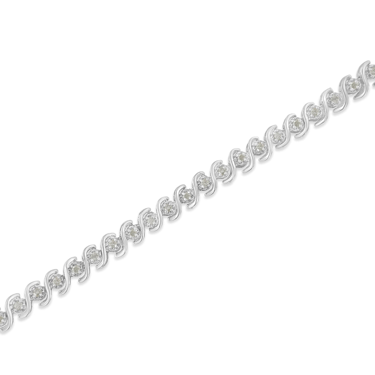 .925 Sterling Silver 1.0 Cttw Round Miracle-Set Diamond 7&quot; Tennis Bracelet (I-J Color, I3 Clarity) - LinkagejewelrydesignLinkagejewelrydesign