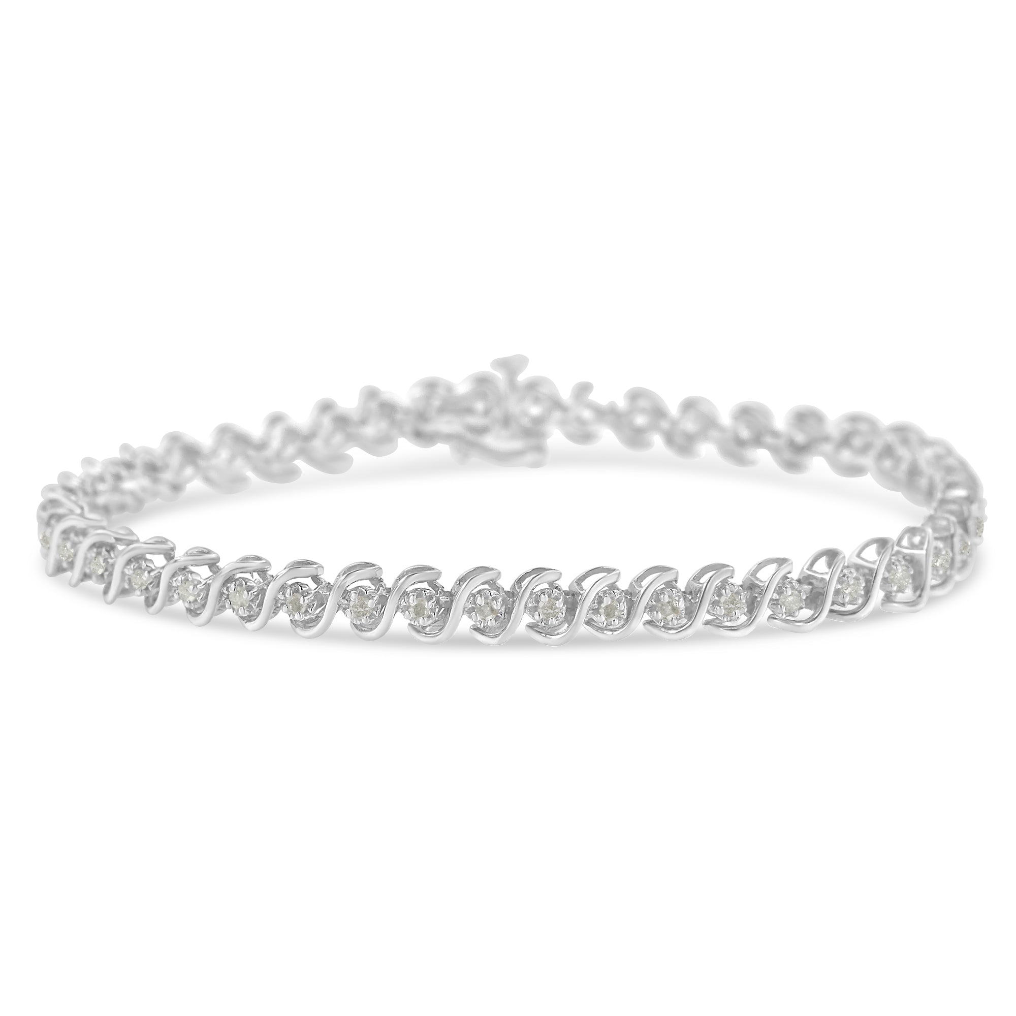 .925 Sterling Silver 1.0 Cttw Round Miracle-Set Diamond 7" Tennis Bracelet (I-J Color, I3 Clarity) - LinkagejewelrydesignLinkagejewelrydesign