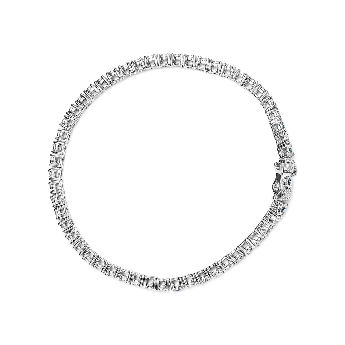 .925 Sterling Silver 1.0 Cttw with Alternating Round White Diamond and Round Treated Green Diamond Tennis Bracelet (Green and I-J Color, I3 Clarity) - Size 7" Inches - LinkagejewelrydesignLinkagejewelrydesign