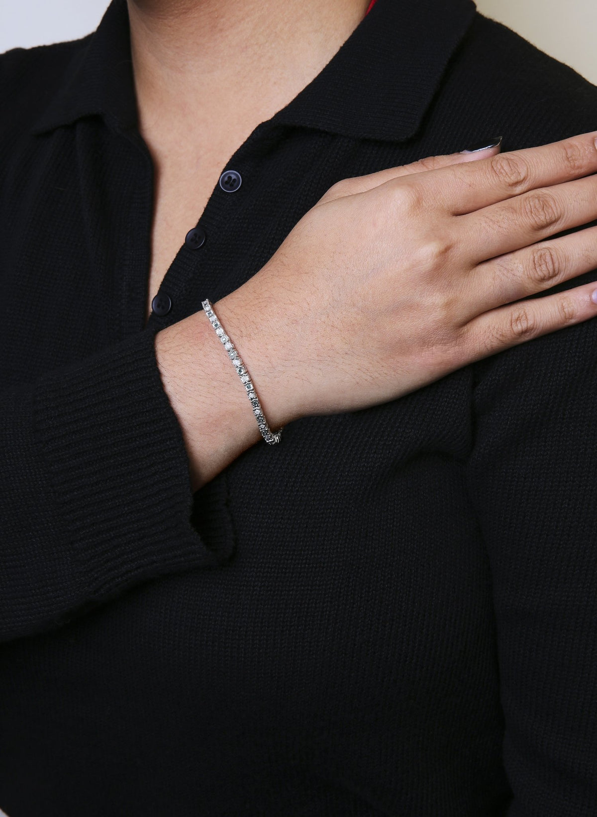 .925 Sterling Silver 1.0 Cttw with Alternating Round White Diamond and Round Treated Green Diamond Tennis Bracelet (Green and I-J Color, I3 Clarity) - Size 7" Inches - LinkagejewelrydesignLinkagejewelrydesign