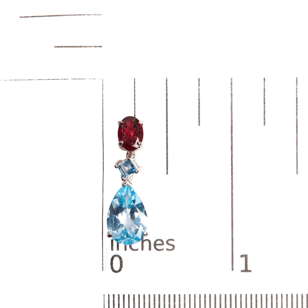 .925 Sterling Silver 10.0 Carat Blue Topaz and Grape Rhodolite Garnet Dangle Drop Earrings 1&quot; Inch Dangle Length - LinkagejewelrydesignLinkagejewelrydesign