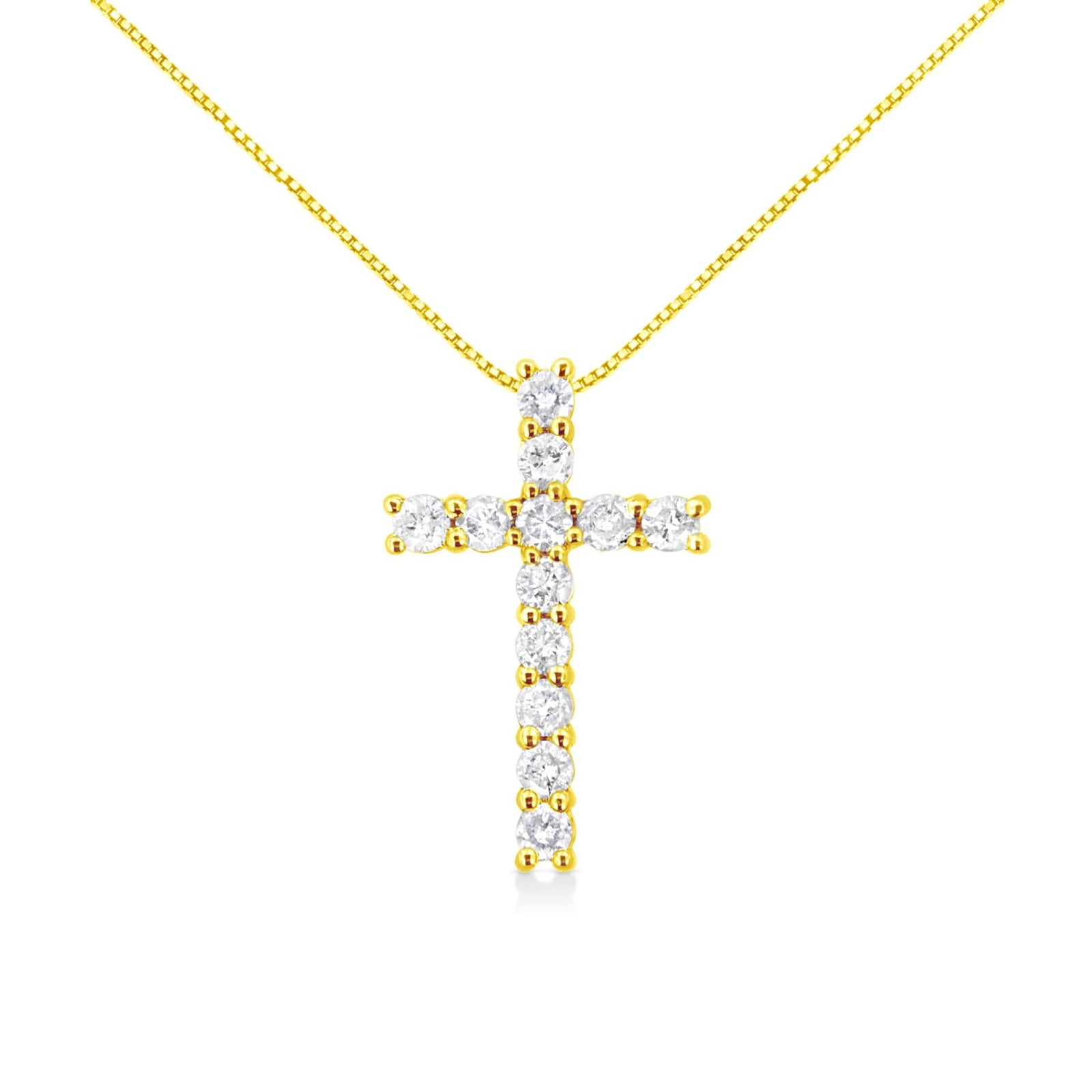 .925 Sterling Silver 1.00 cttw Traditional Diamond Cross 18" Pendant Necklace (J-K Color, I2-I3 Clarity) - LinkagejewelrydesignLinkagejewelrydesign