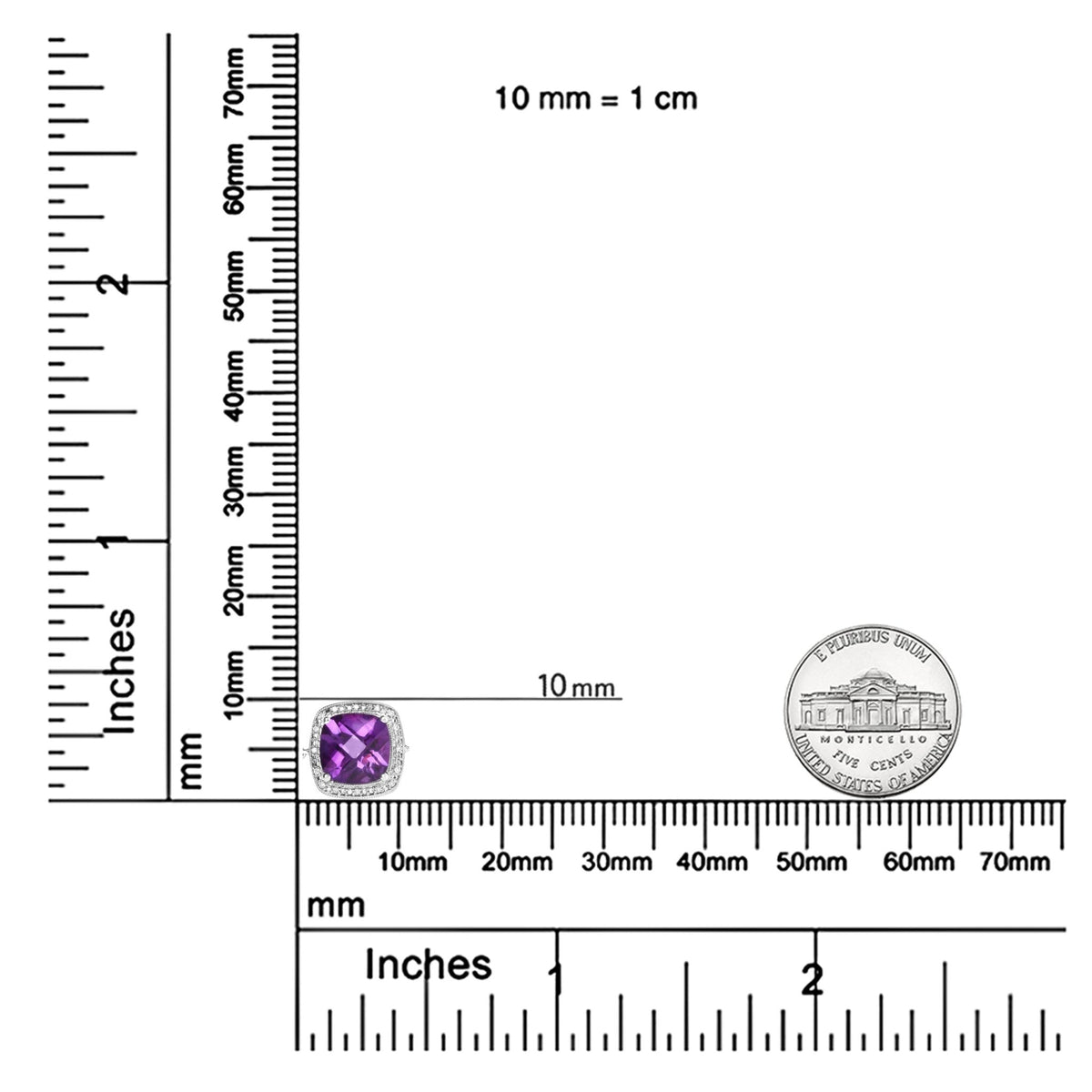 .925 Sterling Silver 10mm Cushion Cut Amethyst Gemstone and Diamond Accent Lariat 4”-10” Adjustable Bolo Bracelet (H-I Color, SI1-SI2 Clarity) - LinkagejewelrydesignLinkagejewelrydesign