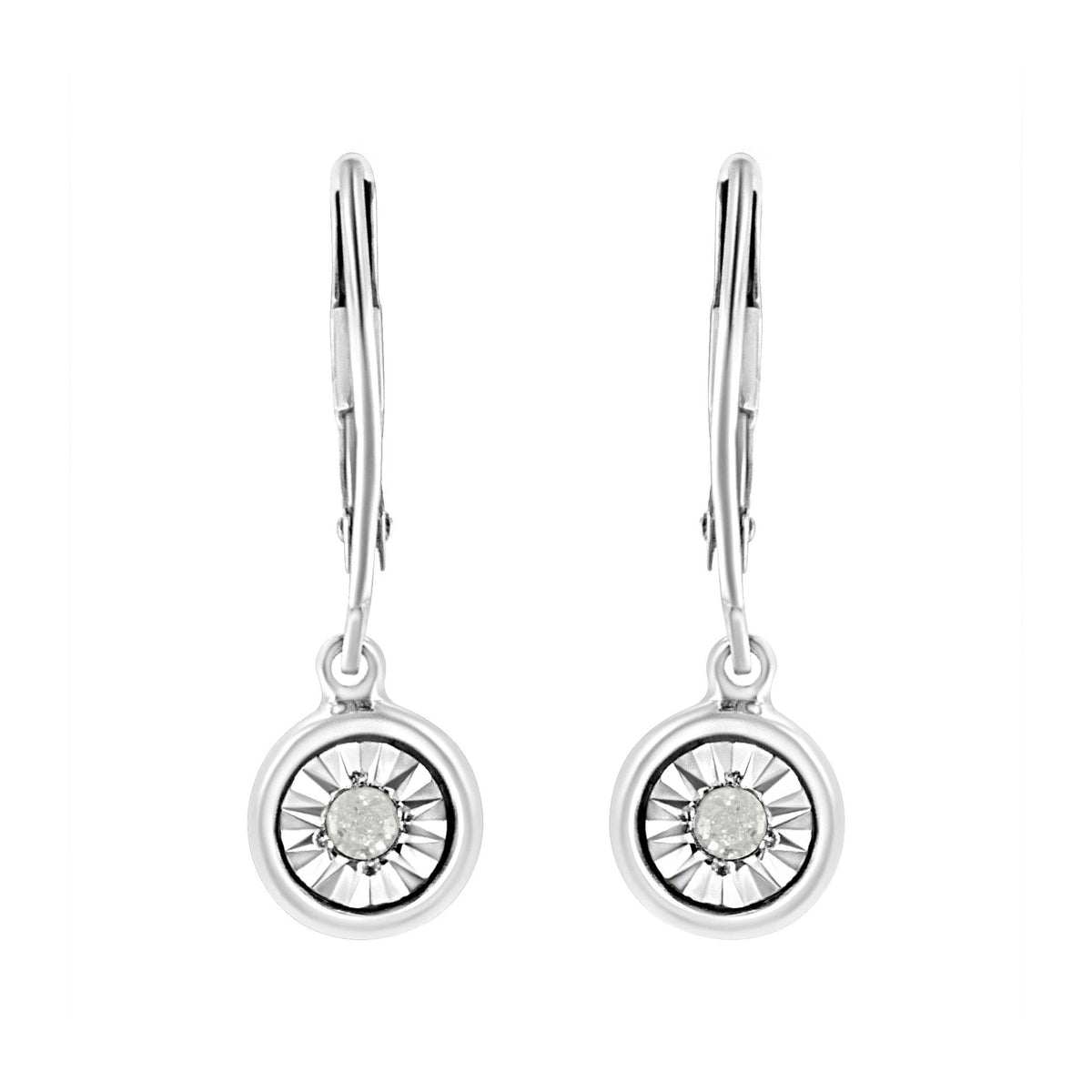 .925 Sterling Silver 1/10 Cttw Bezel-Set Round-Cut Diamond Accent Dangle Earring (I-J Color, I3 Clarity) - LinkagejewelrydesignLinkagejewelrydesign