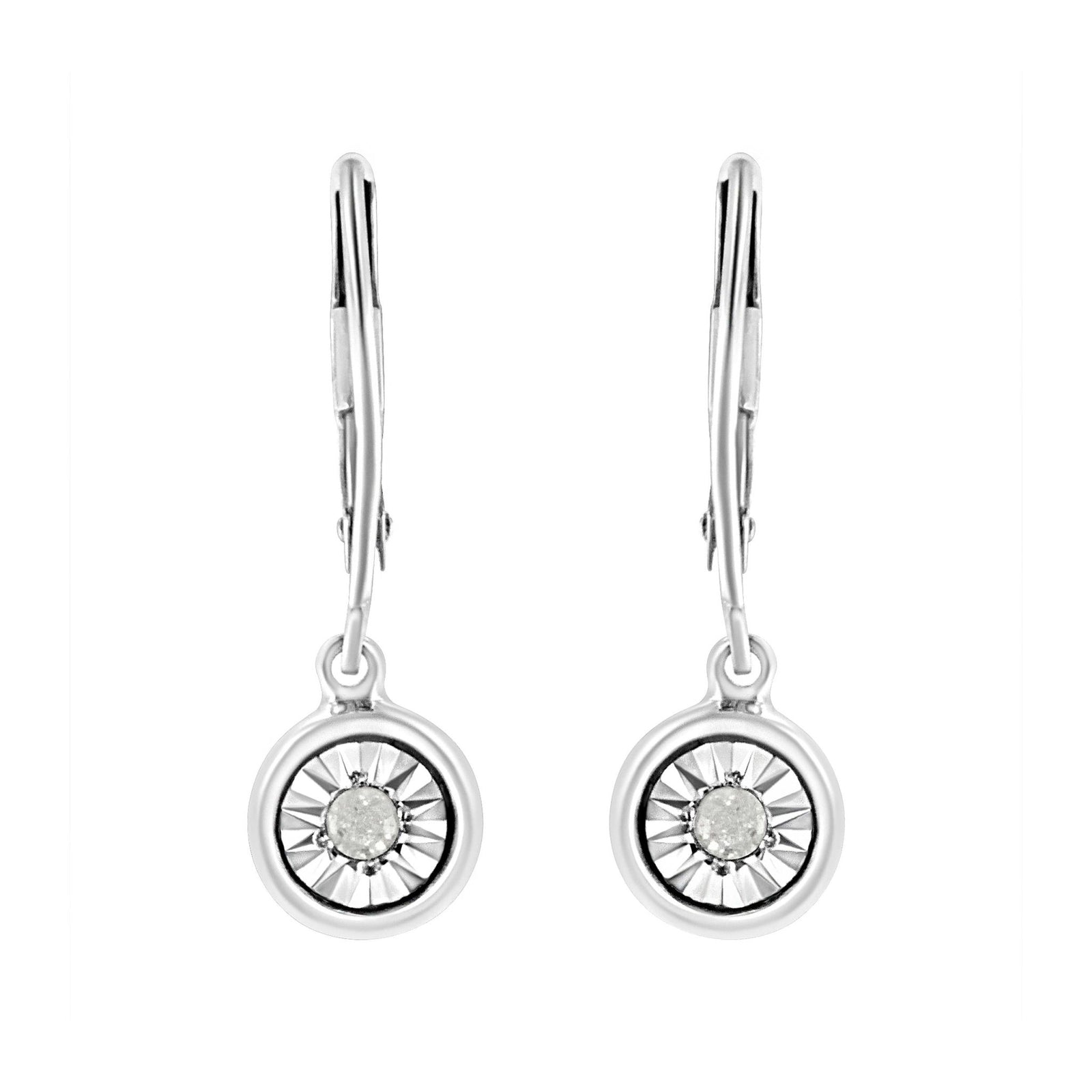 .925 Sterling Silver 1/10 Cttw Bezel-Set Round-Cut Diamond Accent Dangle Earring (I-J Color, I3 Clarity) - LinkagejewelrydesignLinkagejewelrydesign