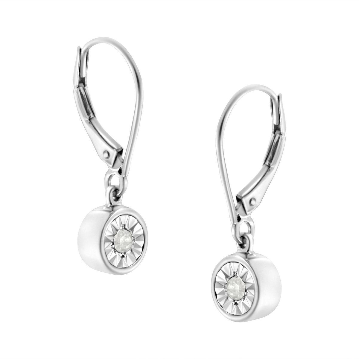 .925 Sterling Silver 1/10 Cttw Bezel-Set Round-Cut Diamond Accent Dangle Earring (I-J Color, I3 Clarity) - LinkagejewelrydesignLinkagejewelrydesign