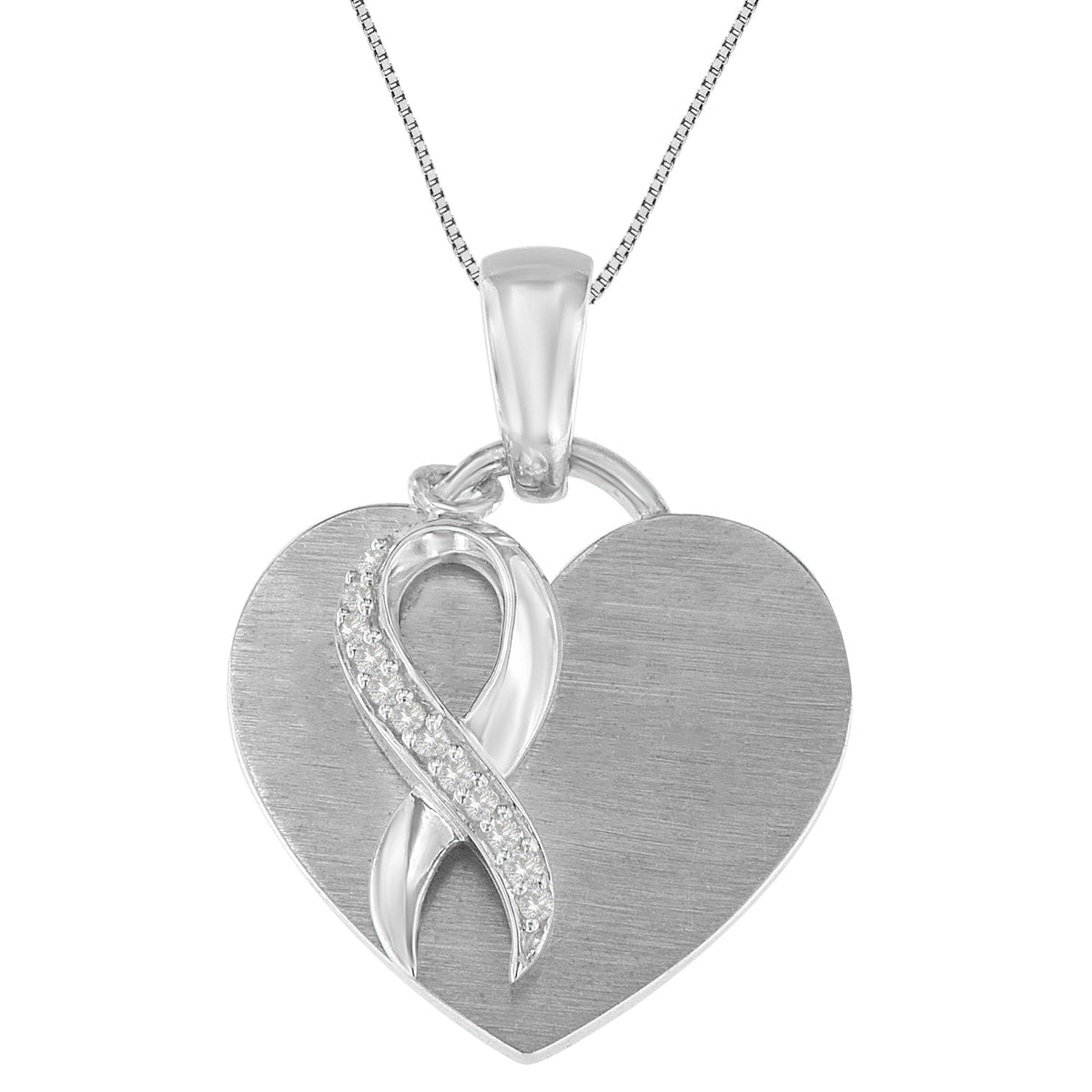 .925 Sterling Silver 1/10 cttw Diamond Heart Pendant Necklace (H-I, I1-I2) - LinkagejewelrydesignLinkagejewelrydesign