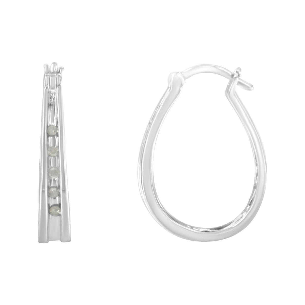 .925 Sterling Silver 1/10 Cttw Diamond Hoop Earrings (I-J Color, I3 Clarity)  - LinkagejewelrydesignLinkagejewelrydesign