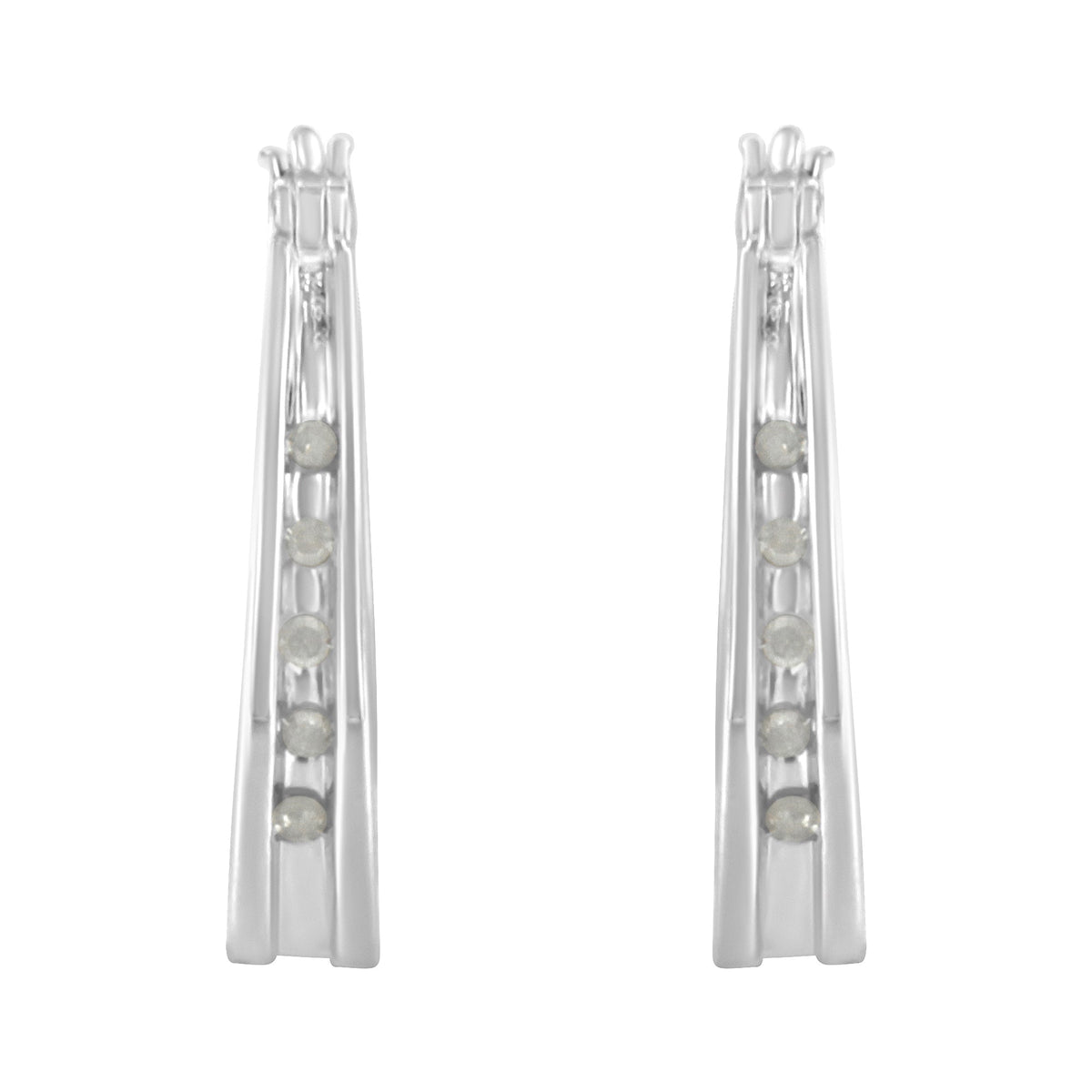 .925 Sterling Silver 1/10 Cttw Diamond Hoop Earrings (I-J Color, I3 Clarity)  - LinkagejewelrydesignLinkagejewelrydesign
