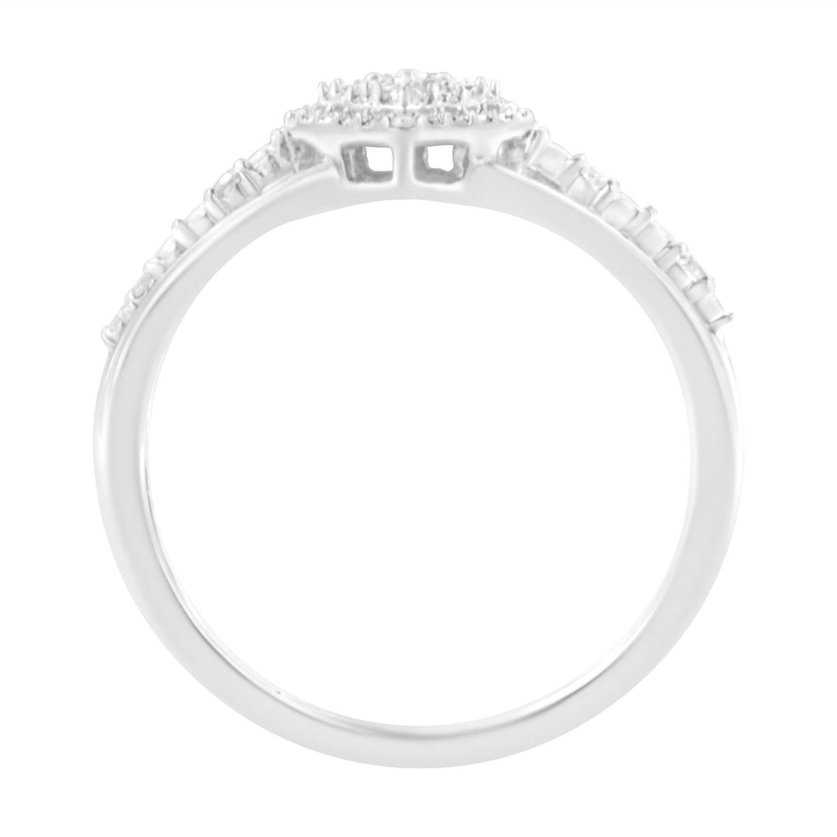 .925 Sterling Silver 1/10 Cttw Diamond Split Shank Promise Cocktail Ring (I-J Color, I1-I2 Clarity) - Size 7 - LinkagejewelrydesignLinkagejewelrydesign