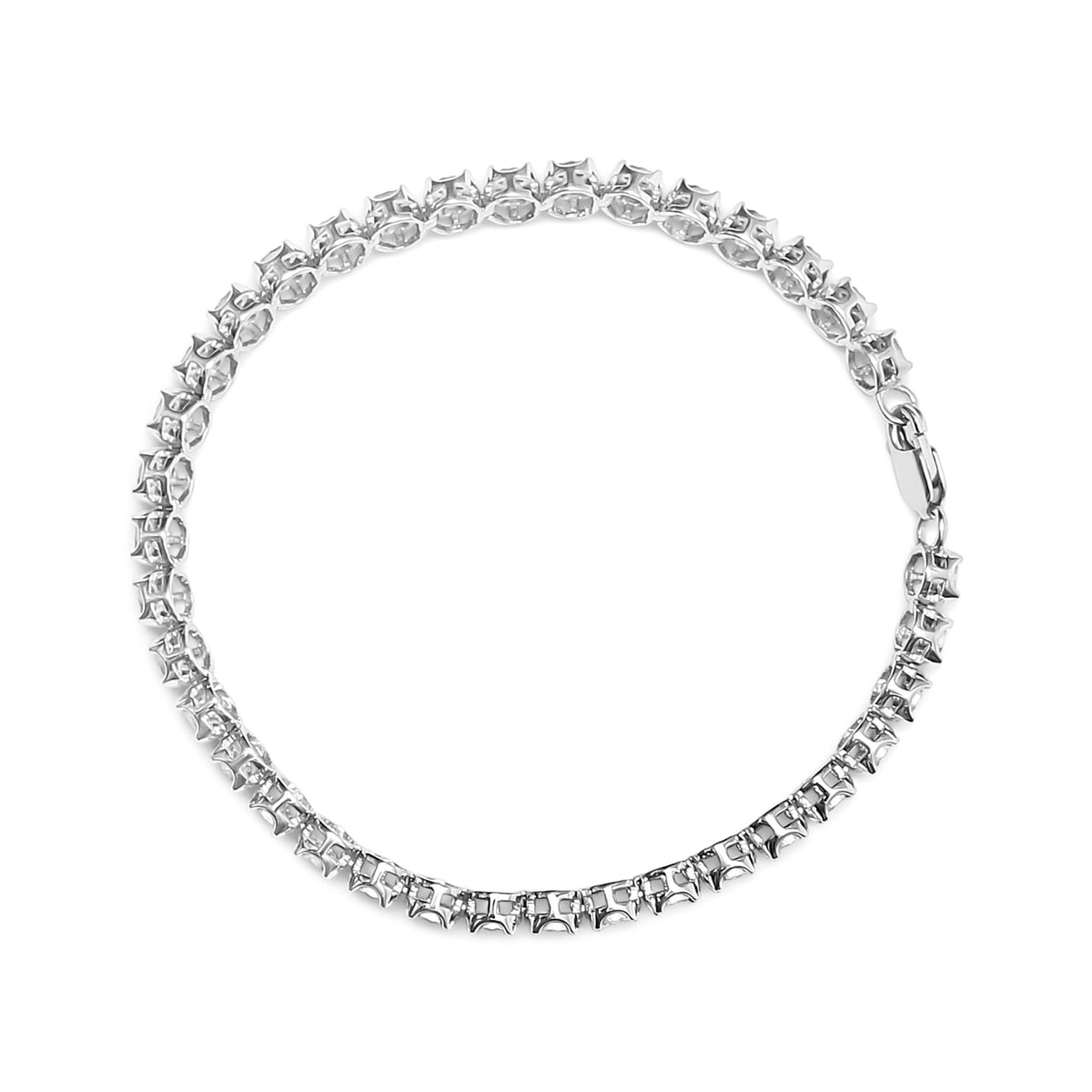 .925 Sterling Silver 1/10 Cttw Miracle Set Diamond and Bead Link 7.25&quot; Tennis Bracelet (I-J Color, I2-I3 Clarity) - LinkagejewelrydesignLinkagejewelrydesign