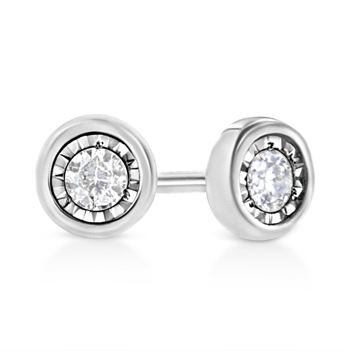 .925 Sterling Silver 1/10 Cttw Miracle-Set Diamond Circle Shape Stud Earrings (I-J Color, I2-I3 Clarity) - LinkagejewelrydesignLinkagejewelrydesign