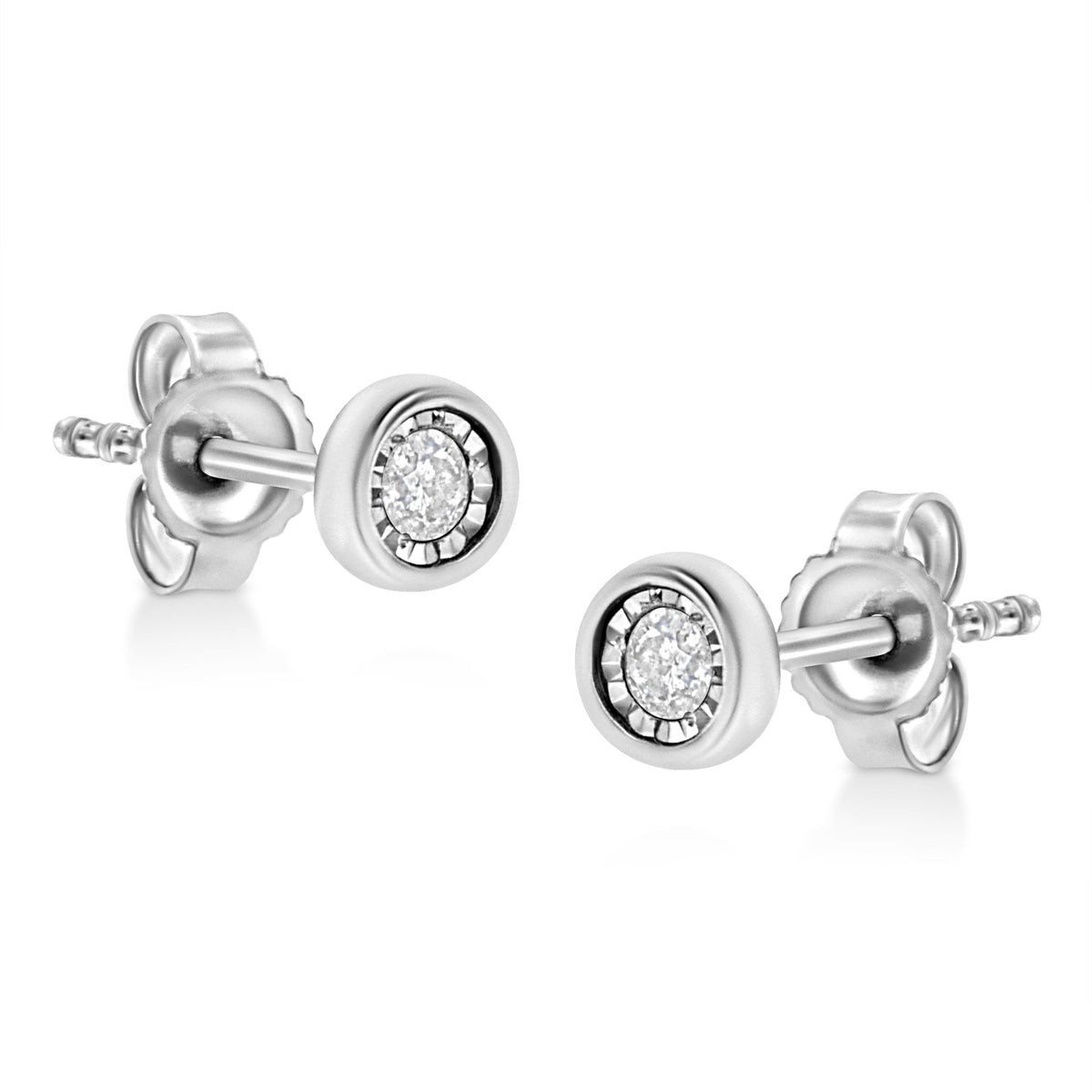 .925 Sterling Silver 1/10 Cttw Miracle-Set Diamond Circle Shape Stud Earrings (I-J Color, I2-I3 Clarity) - LinkagejewelrydesignLinkagejewelrydesign