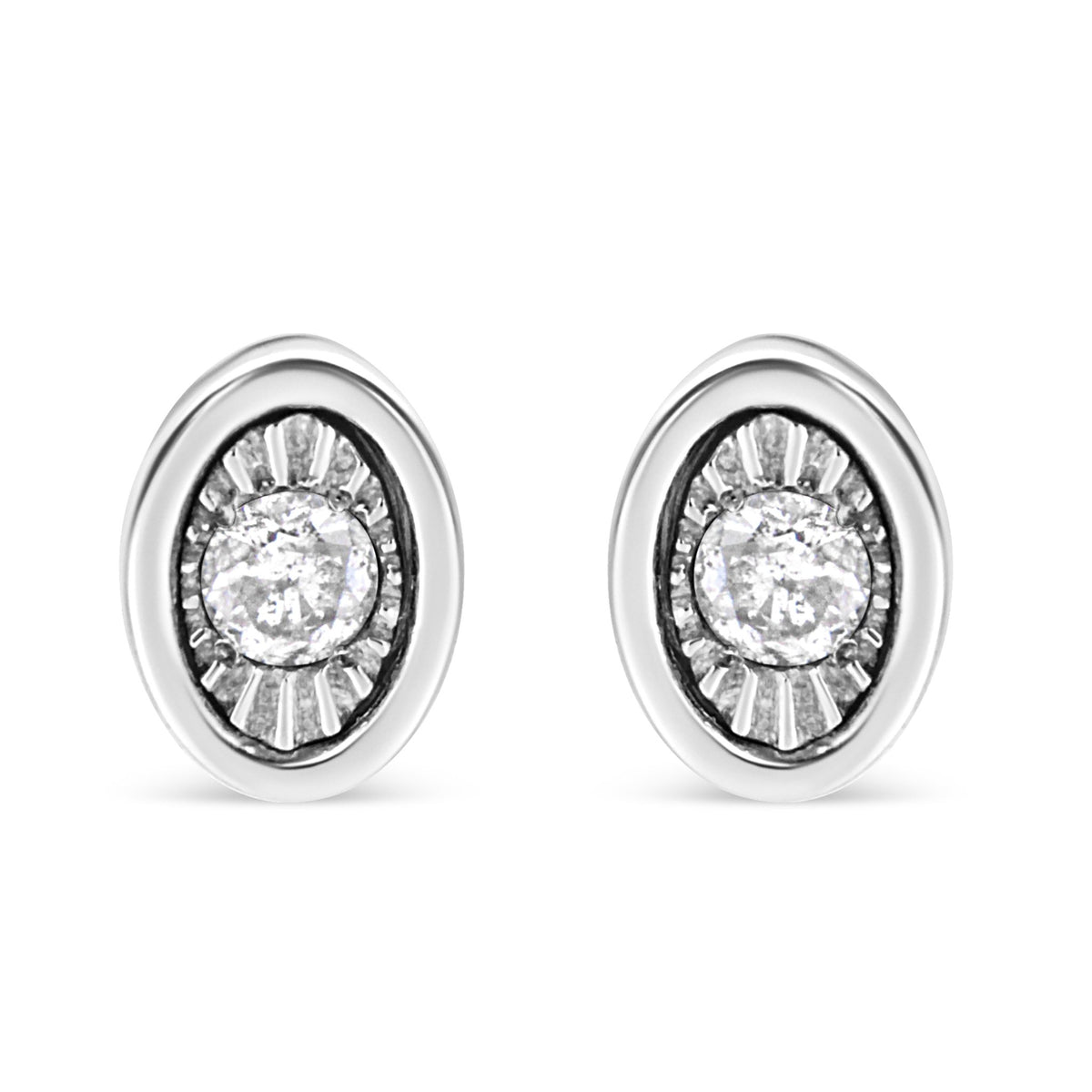 .925 Sterling Silver 1/10 Cttw Miracle-Set Diamond Circle Shape Stud Earrings (I-J Color, I2-I3 Clarity) - LinkagejewelrydesignLinkagejewelrydesign