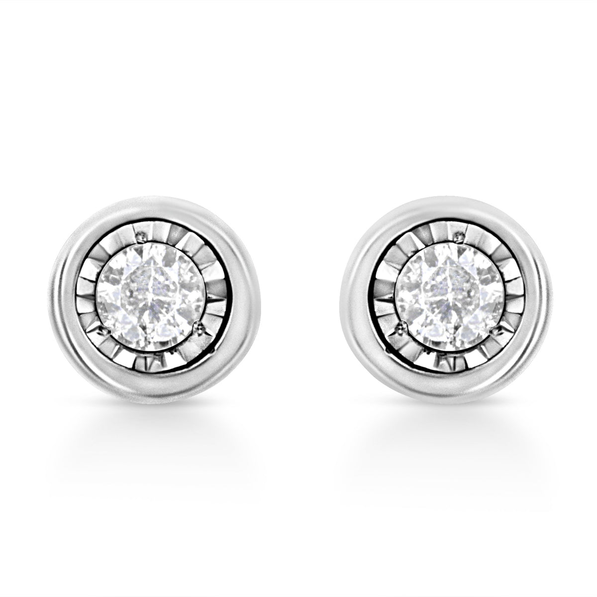 .925 Sterling Silver 1/10 Cttw Miracle-Set Diamond Circle Shape Stud Earrings (I-J Color, I2-I3 Clarity) - LinkagejewelrydesignLinkagejewelrydesign