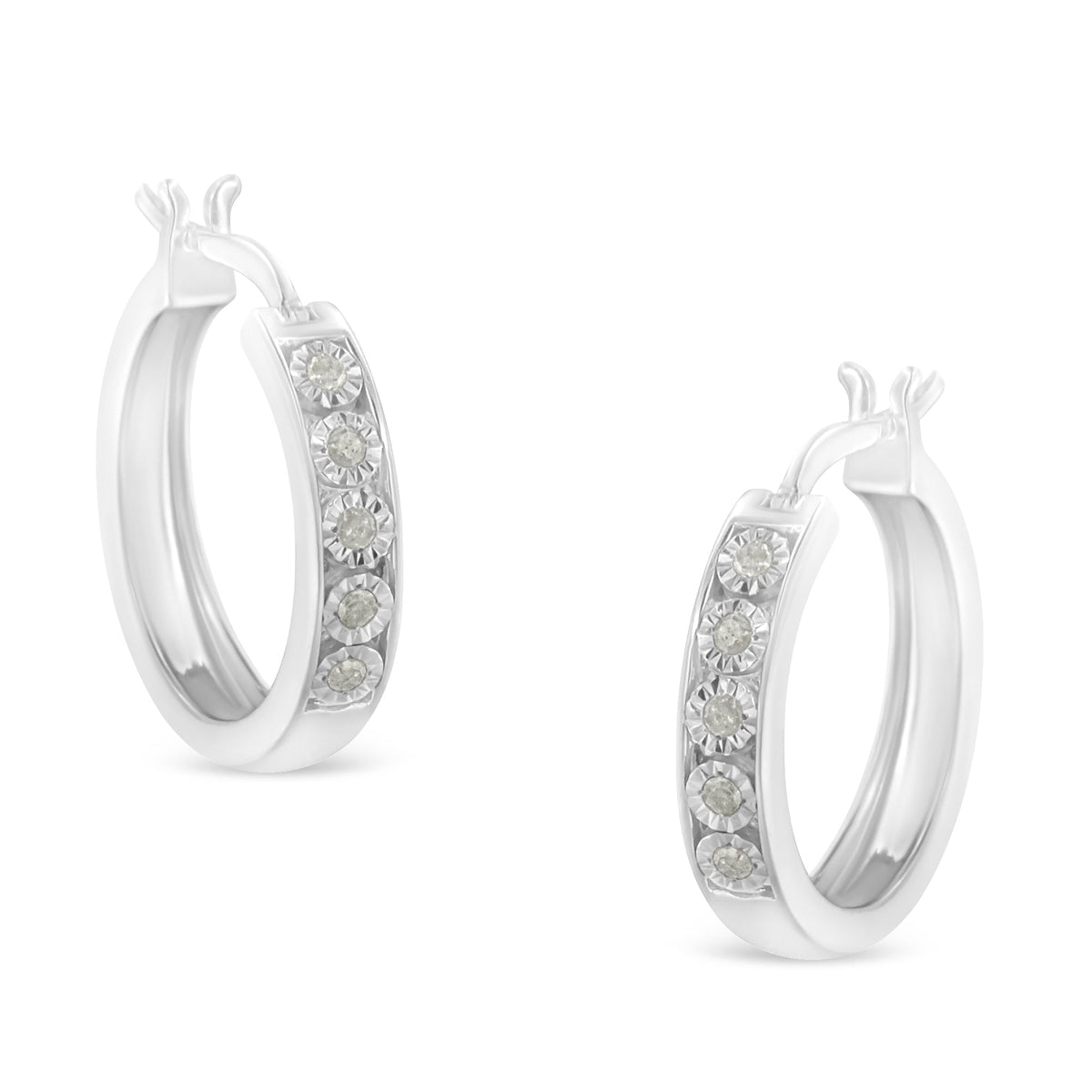 .925 Sterling Silver 1/10 Cttw Miracle Set Diamond Full Circle Hoop Earrings (I-J Color, I3 Clarity)  - LinkagejewelrydesignLinkagejewelrydesign