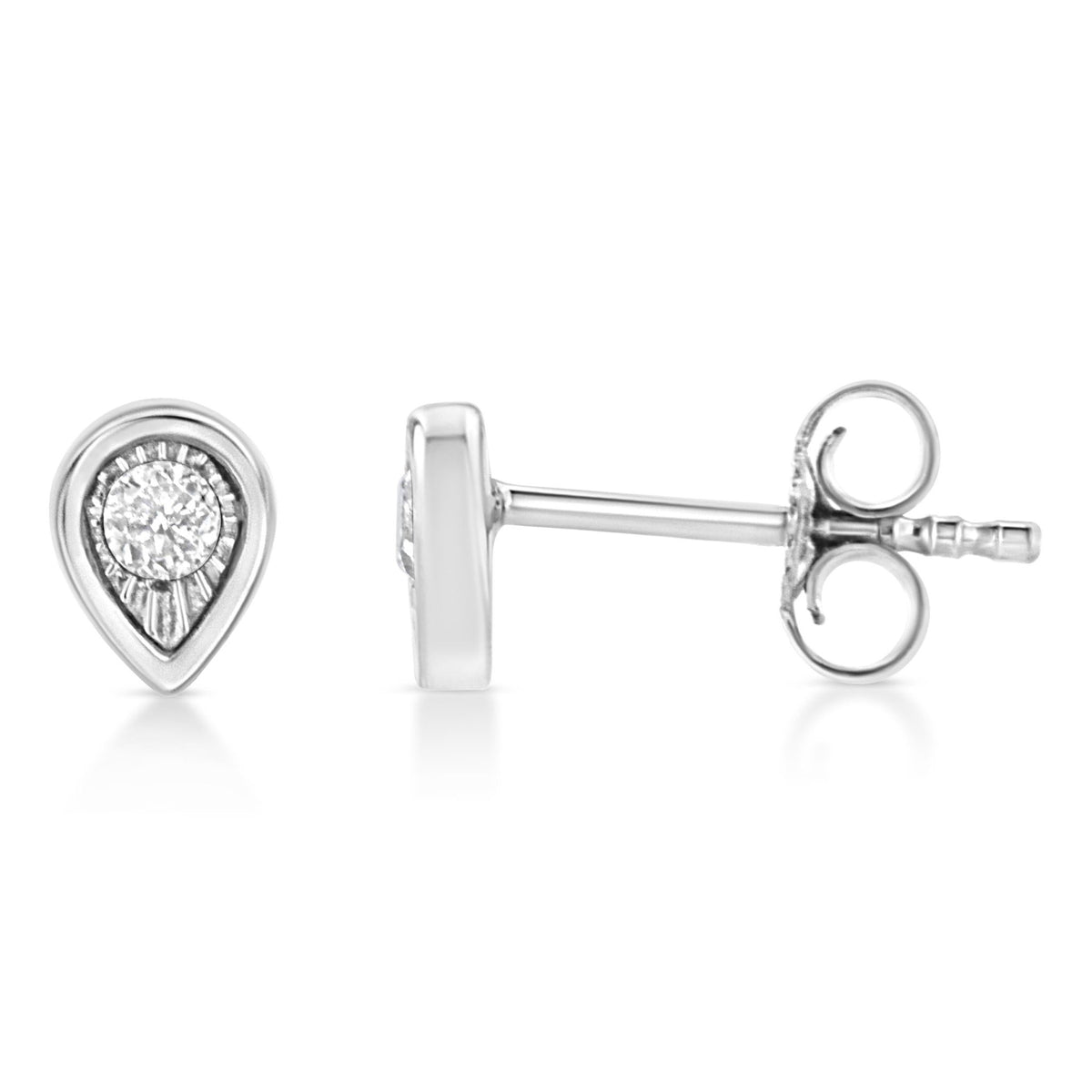 .925 Sterling Silver 1/10 Cttw Miracle-Set Diamond Heart Shape Stud Earrings (I-J Color, I2-I3 Clarity) - LinkagejewelrydesignLinkagejewelrydesign