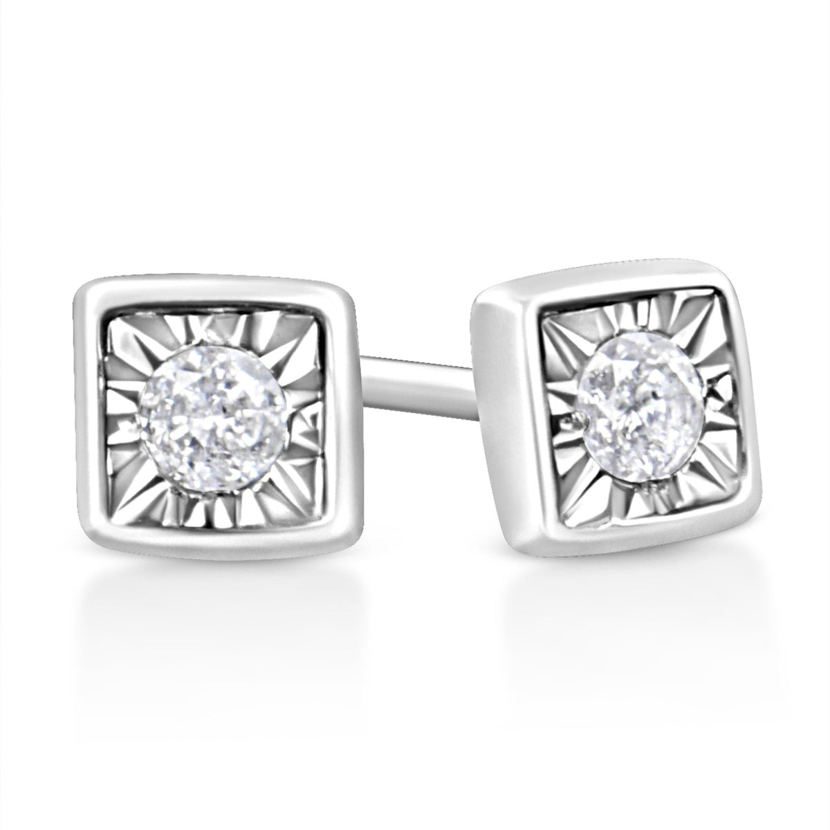 .925 Sterling Silver 1/10 Cttw Miracle-Set Diamond Heart Shape Stud Earrings (I-J Color, I2-I3 Clarity) - LinkagejewelrydesignLinkagejewelrydesign