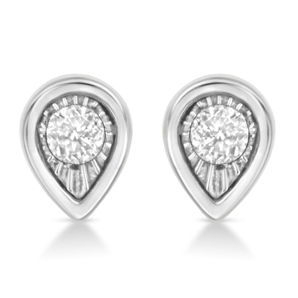 .925 Sterling Silver 1/10 Cttw Miracle-Set Diamond Heart Shape Stud Earrings (I-J Color, I2-I3 Clarity) - LinkagejewelrydesignLinkagejewelrydesign