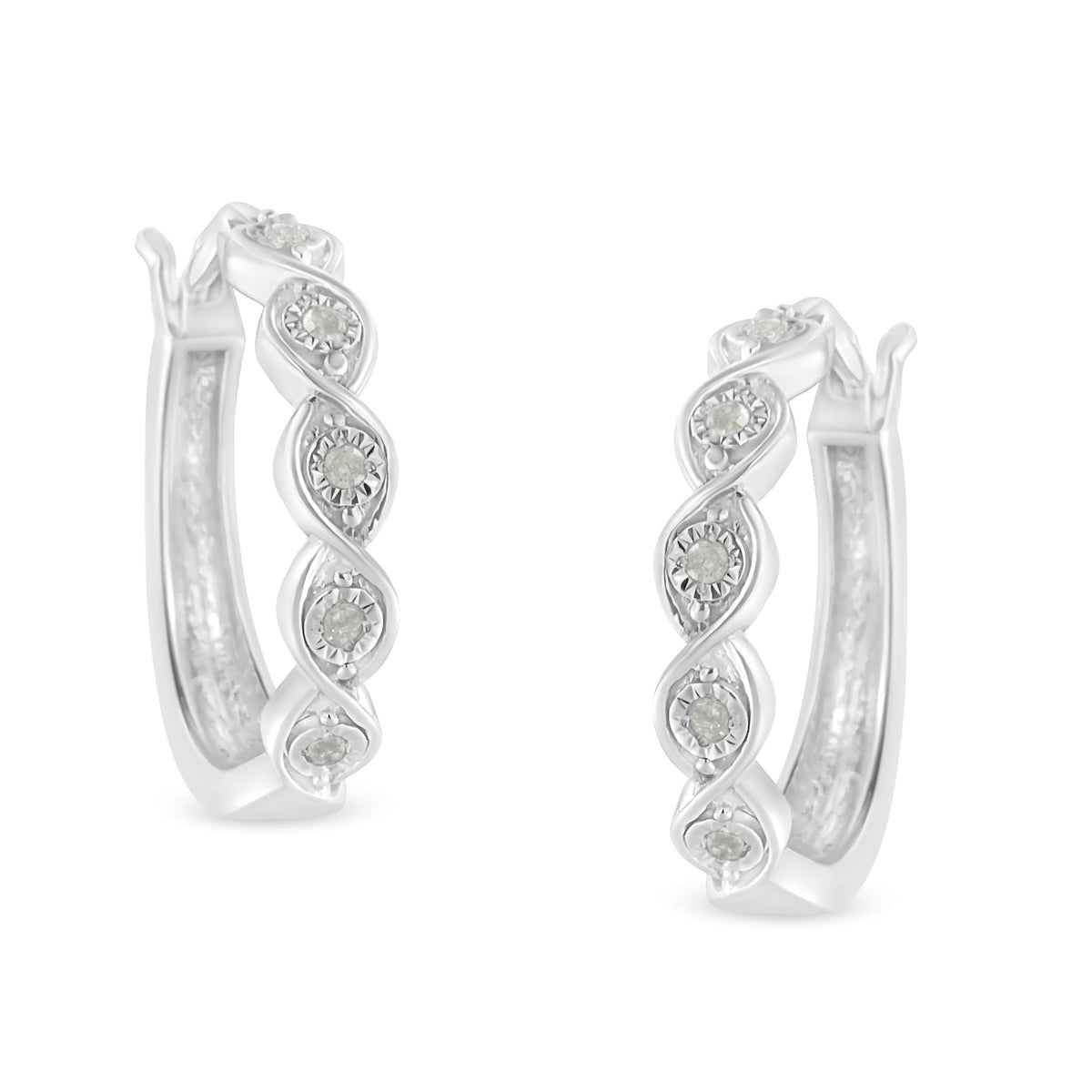 .925 Sterling Silver 1/10 Cttw Miracle-Set Diamond Infinity Swirl Hoop Earrings (I-J Color, I3 Clarity) - LinkagejewelrydesignLinkagejewelrydesign
