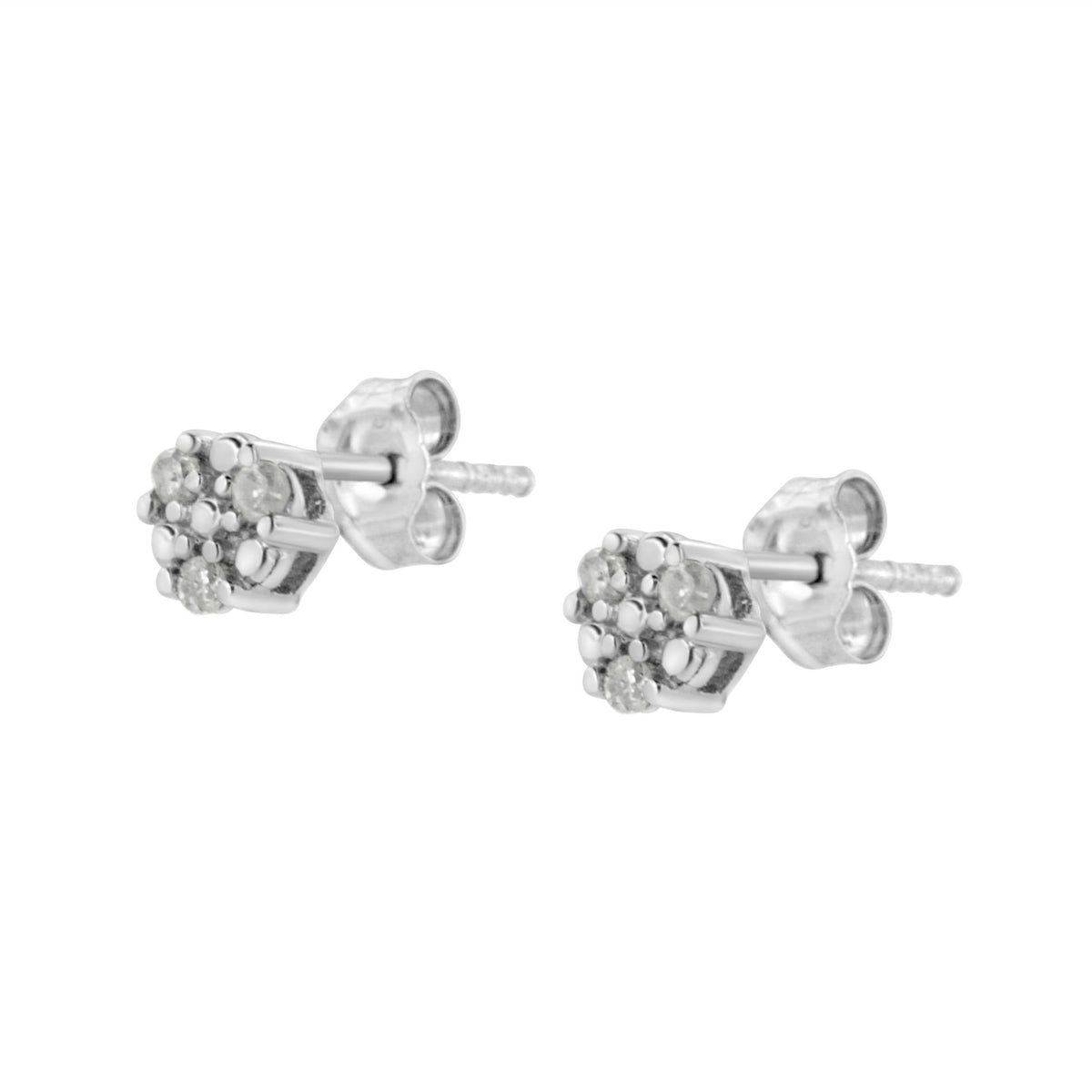 .925 Sterling Silver 1/10 cttw Prong Set Round-Cut Trio Diamond Stud Earrings (I-J Color, I3 Clarity) - LinkagejewelrydesignLinkagejewelrydesign