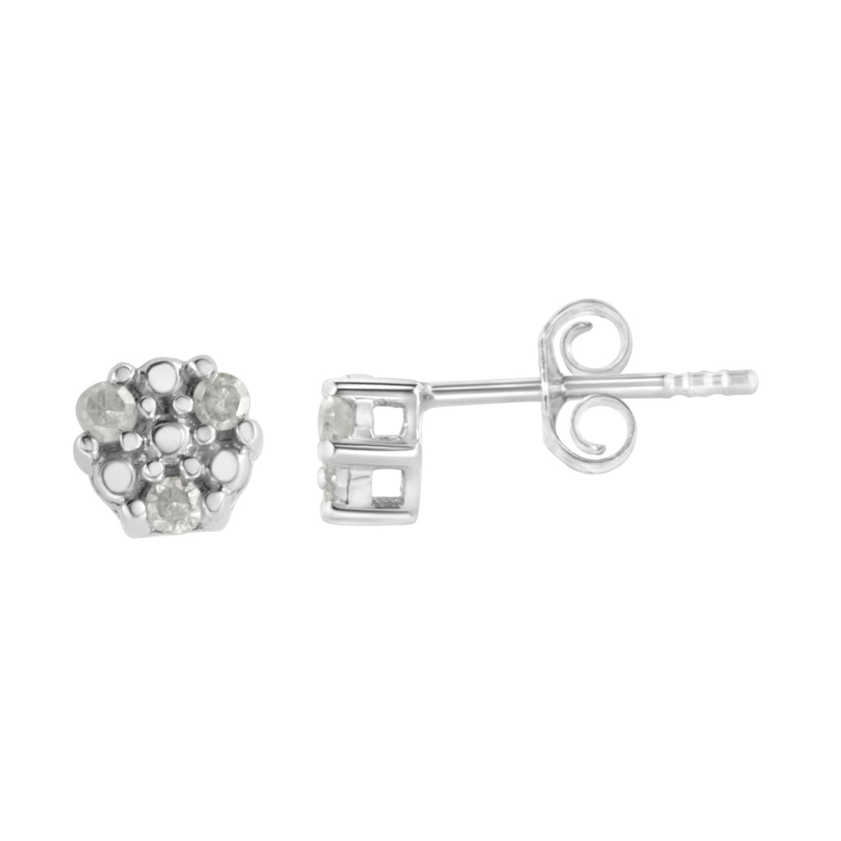 .925 Sterling Silver 1/10 cttw Prong Set Round-Cut Trio Diamond Stud Earrings (I-J Color, I3 Clarity) - LinkagejewelrydesignLinkagejewelrydesign