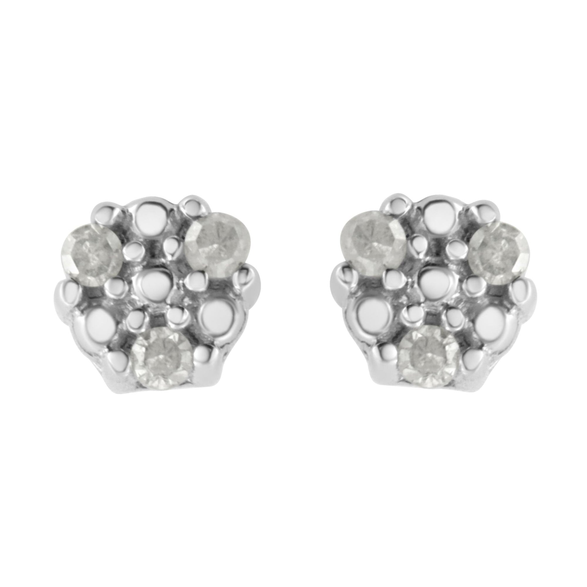 .925 Sterling Silver 1/10 cttw Prong Set Round-Cut Trio Diamond Stud Earrings (I-J Color, I3 Clarity) - LinkagejewelrydesignLinkagejewelrydesign