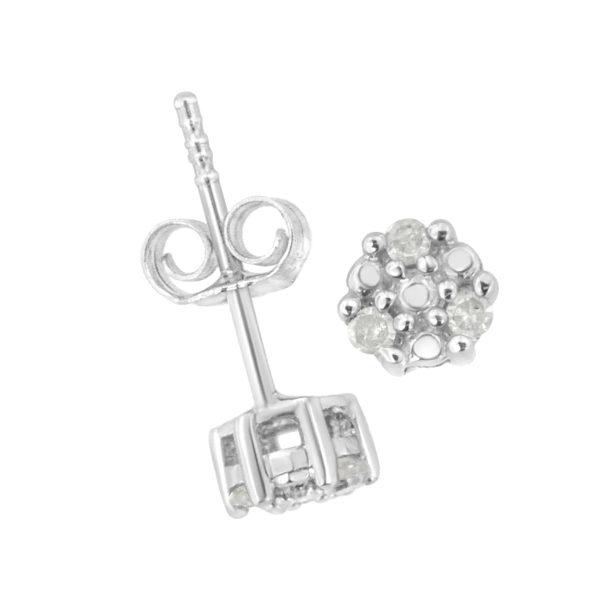 .925 Sterling Silver 1/10 cttw Prong Set Round-Cut Trio Diamond Stud Earrings (I-J Color, I3 Clarity) - LinkagejewelrydesignLinkagejewelrydesign