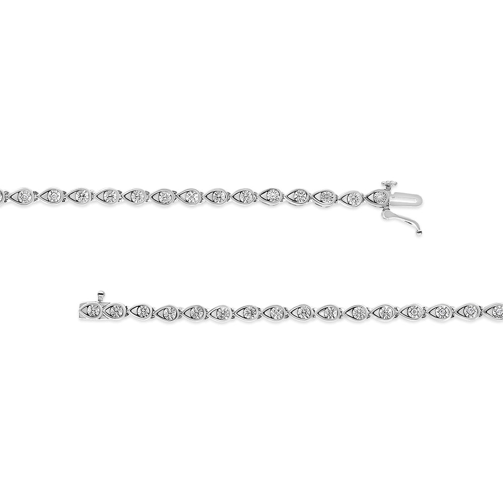 .925 Sterling Silver 1/10 Cttw Round-Cut Diamond Pear Link 7.25&quot; Bracelet (I-J Color, I2-I3 Clarity) - LinkagejewelrydesignLinkagejewelrydesign