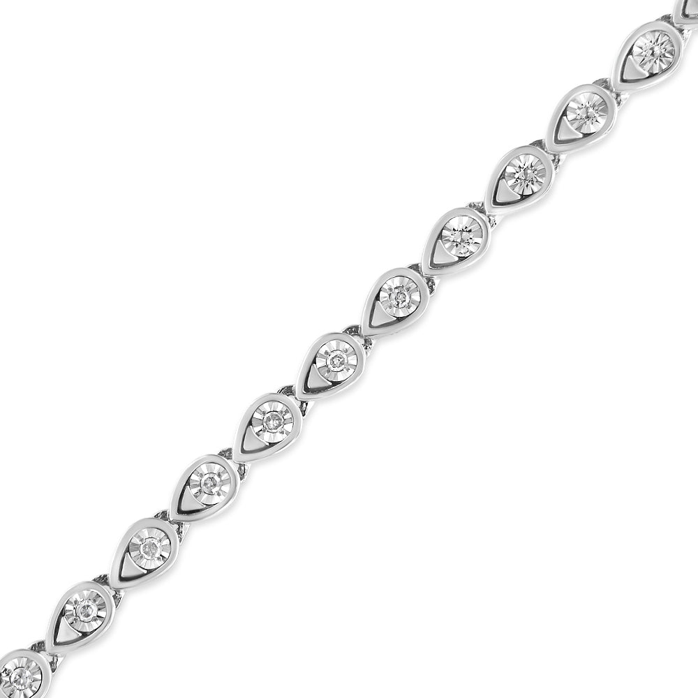 .925 Sterling Silver 1/10 Cttw Round-Cut Diamond Pear Link 7.25&quot; Bracelet (I-J Color, I2-I3 Clarity) - LinkagejewelrydesignLinkagejewelrydesign