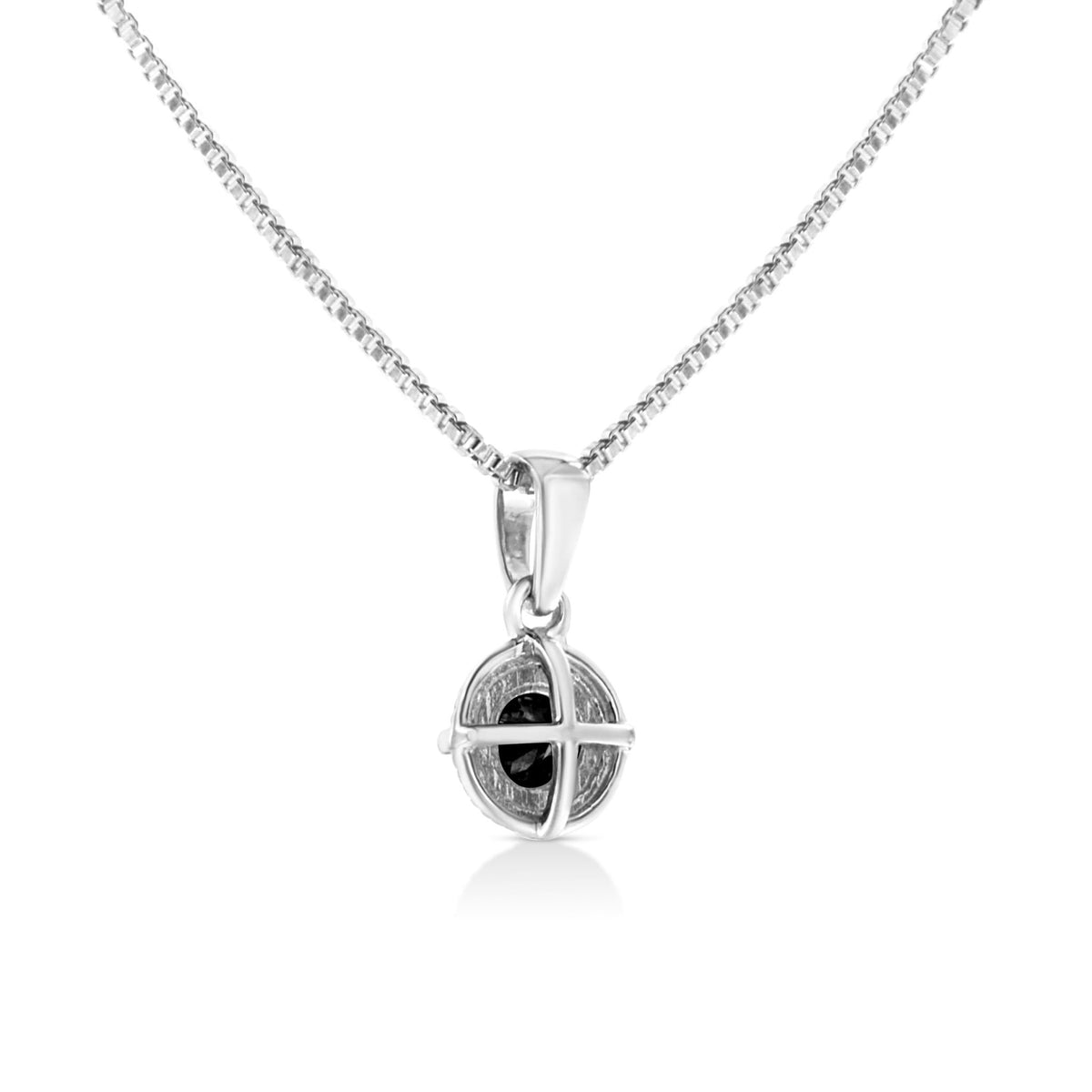 .925 Sterling Silver 1/10 Cttw Treated Black Diamond Solitaire 18&quot; Milgrain Pendant Necklace (Black Color, I1-I2 Clarity) - LinkagejewelrydesignLinkagejewelrydesign