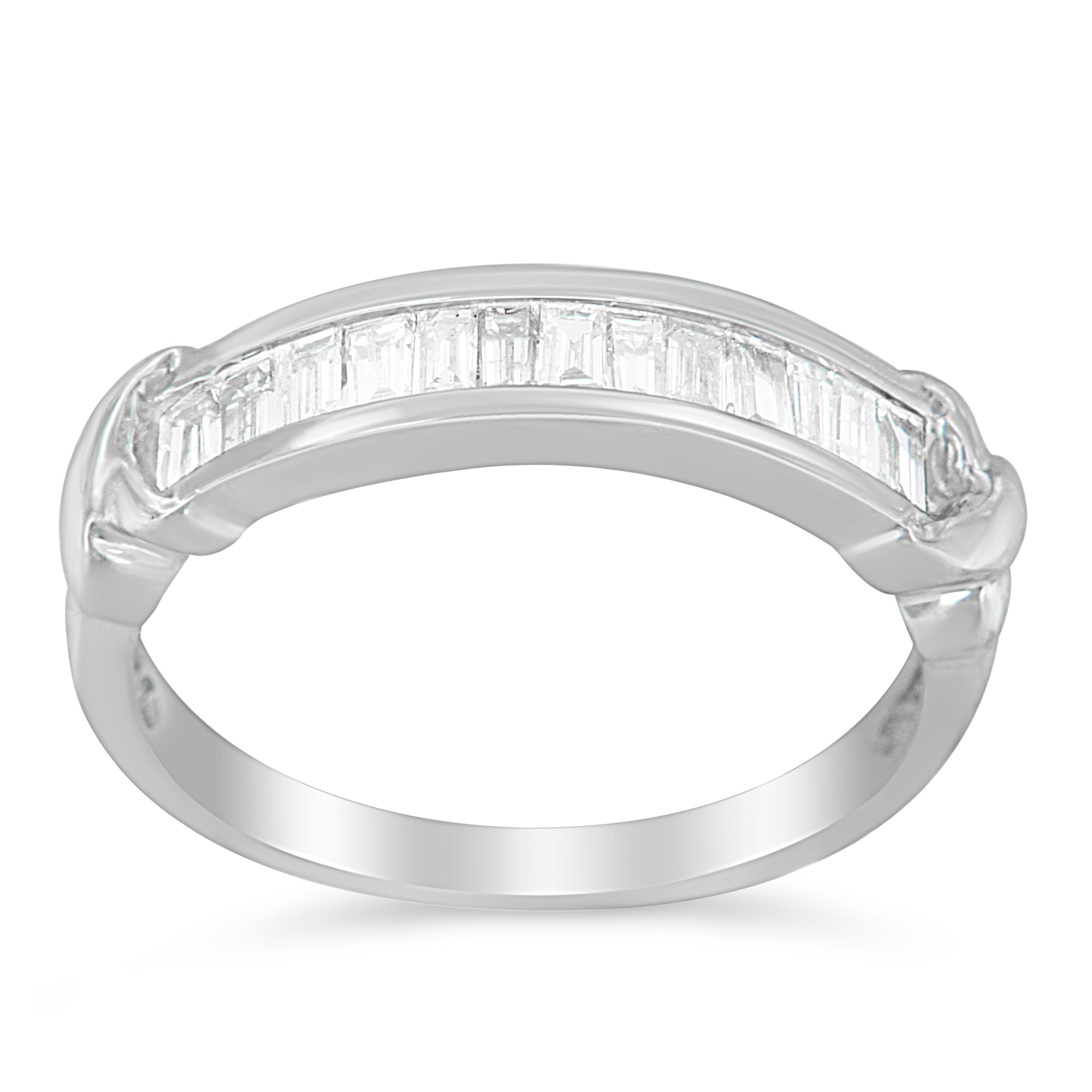 .925 Sterling Silver 1/2 Cttw Baguette Cut Diamond Channel Set X-Station Wedding Ring (H-I Color, I1-I2 Clarity) - Size 6-1/2 - LinkagejewelrydesignLinkagejewelrydesign