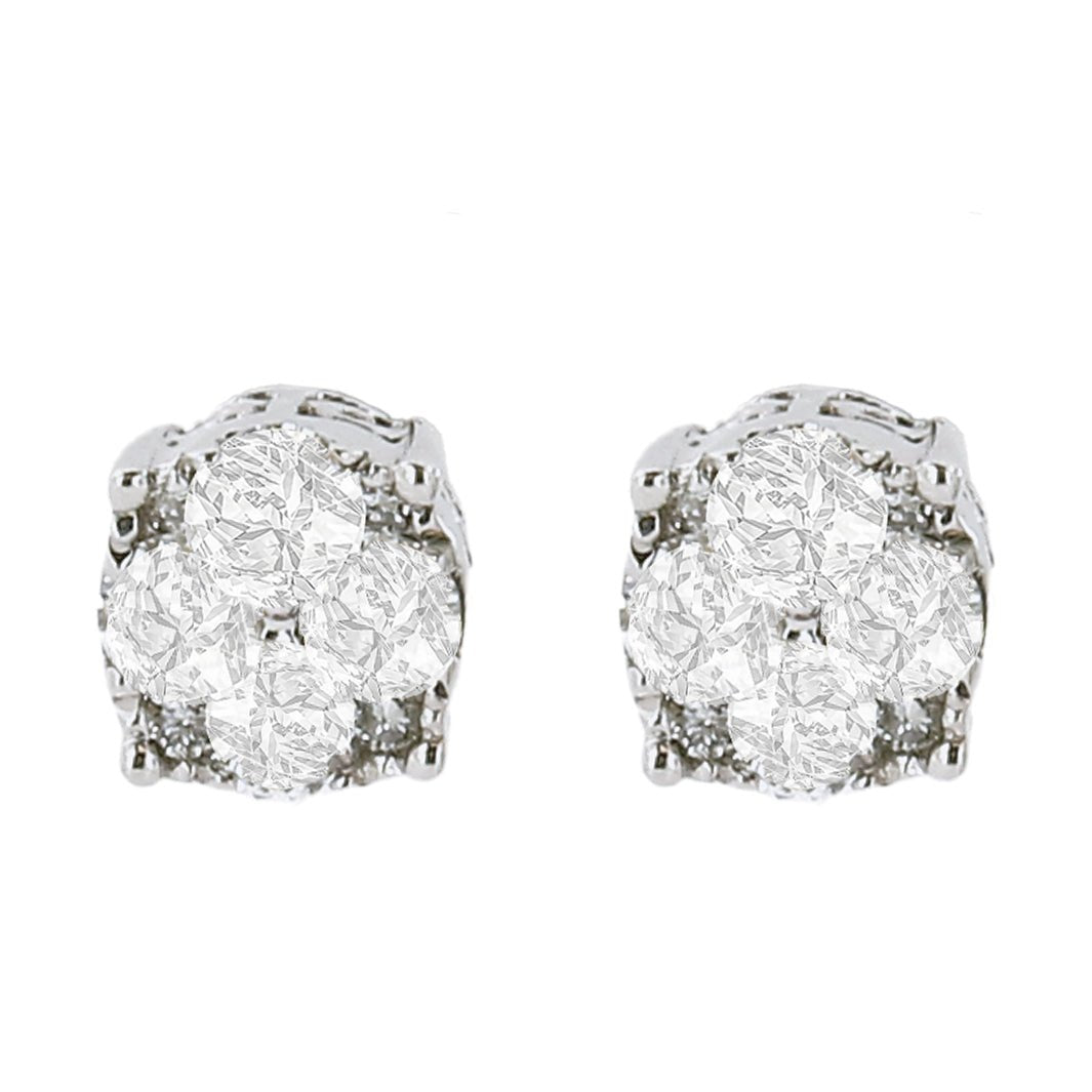 .925 Sterling Silver 1/2 Cttw Cttw Prong Set Lab Grown Round Diamond Cluster Stud Earring (F-G Color, SI1-SI2 Clarity) - LinkagejewelrydesignLinkagejewelrydesign